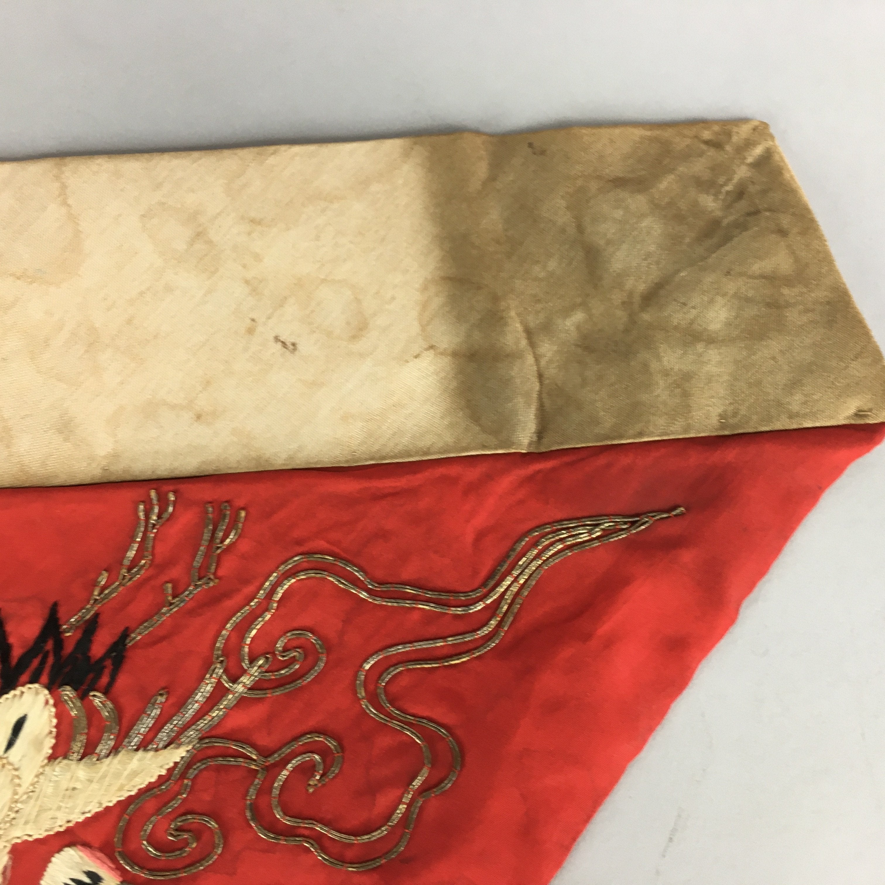 Japanese Buddhist Altar Table Cloth Vtg 40cm Uchishiki Red Crane Kyozukue BU423