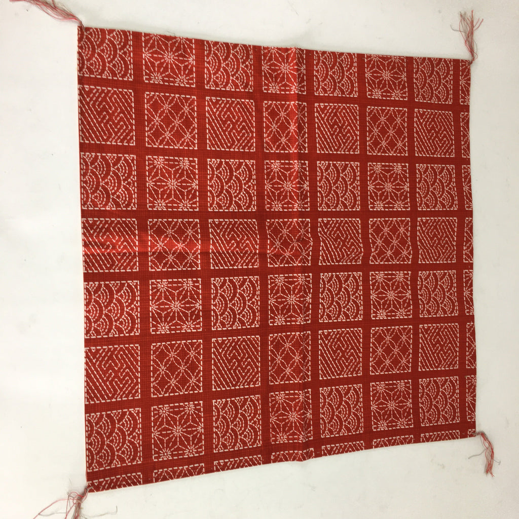 Japanese Buddhist Altar Table Cloth Vtg Square Red Flower Kyozukue BU636