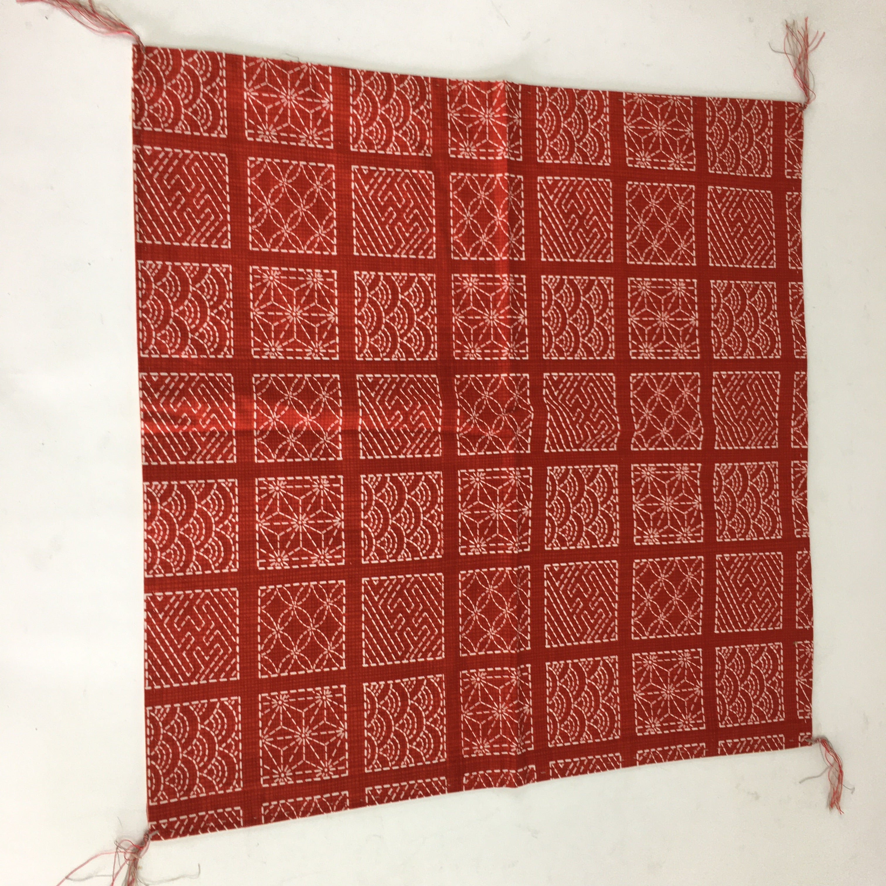 Japanese Buddhist Altar Table Cloth Vtg Square Red Flower Kyozukue BU636