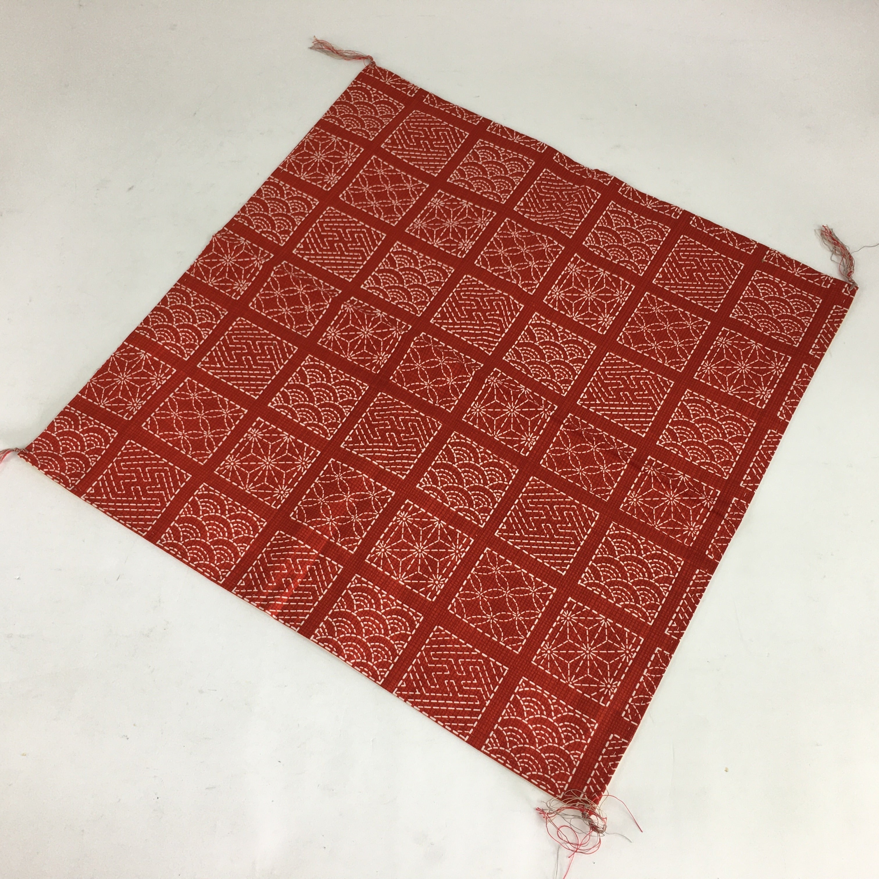 Japanese Buddhist Altar Table Cloth Vtg Square Red Flower Kyozukue BU636