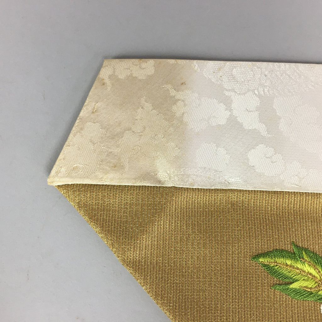 Japanese Buddhist Altar Table Cloth Vtg Uchishiki Gold Flower Kyozukue BU401