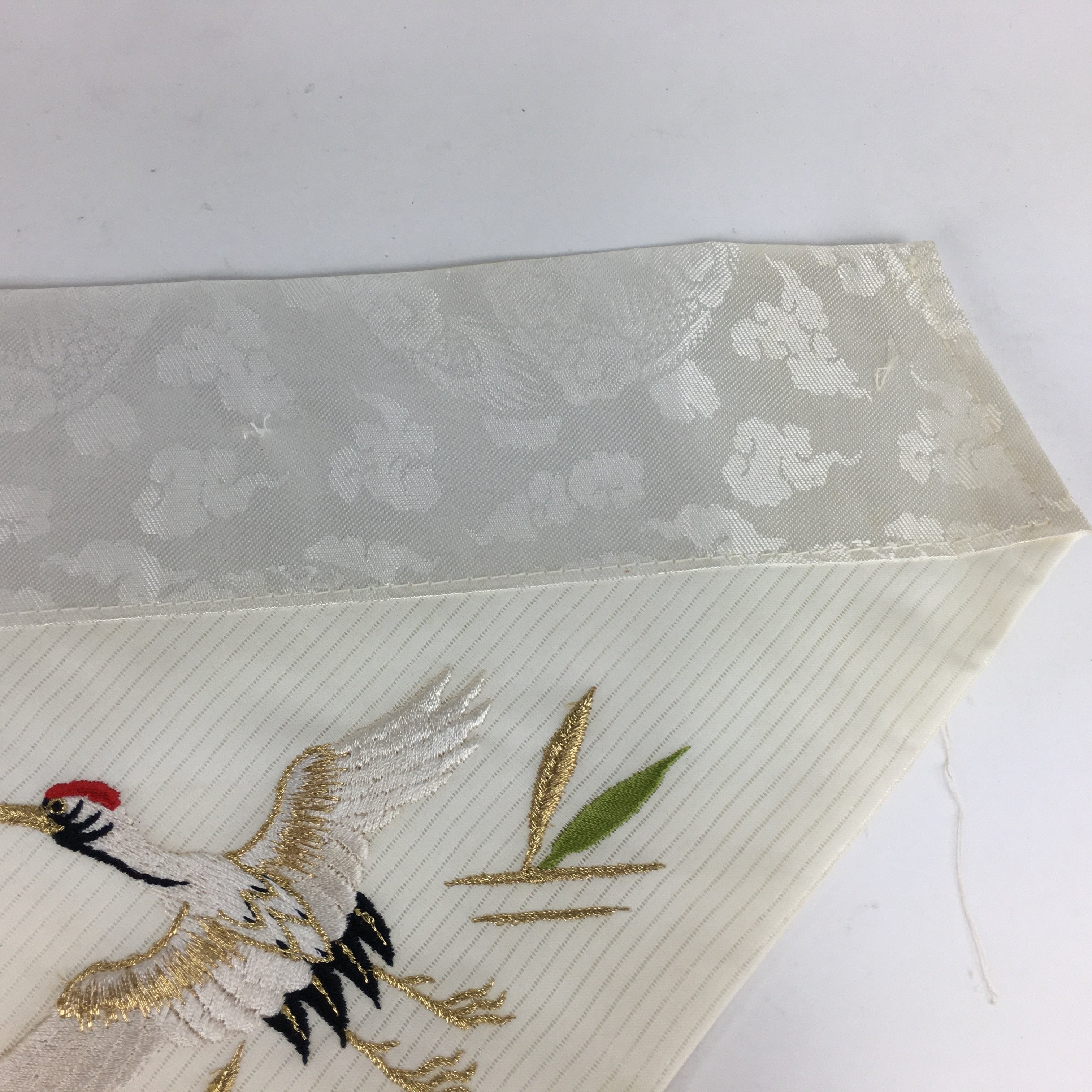 Japanese Buddhist Altar Table Cloth Vtg Uchishiki White Crane Maejoku BU463