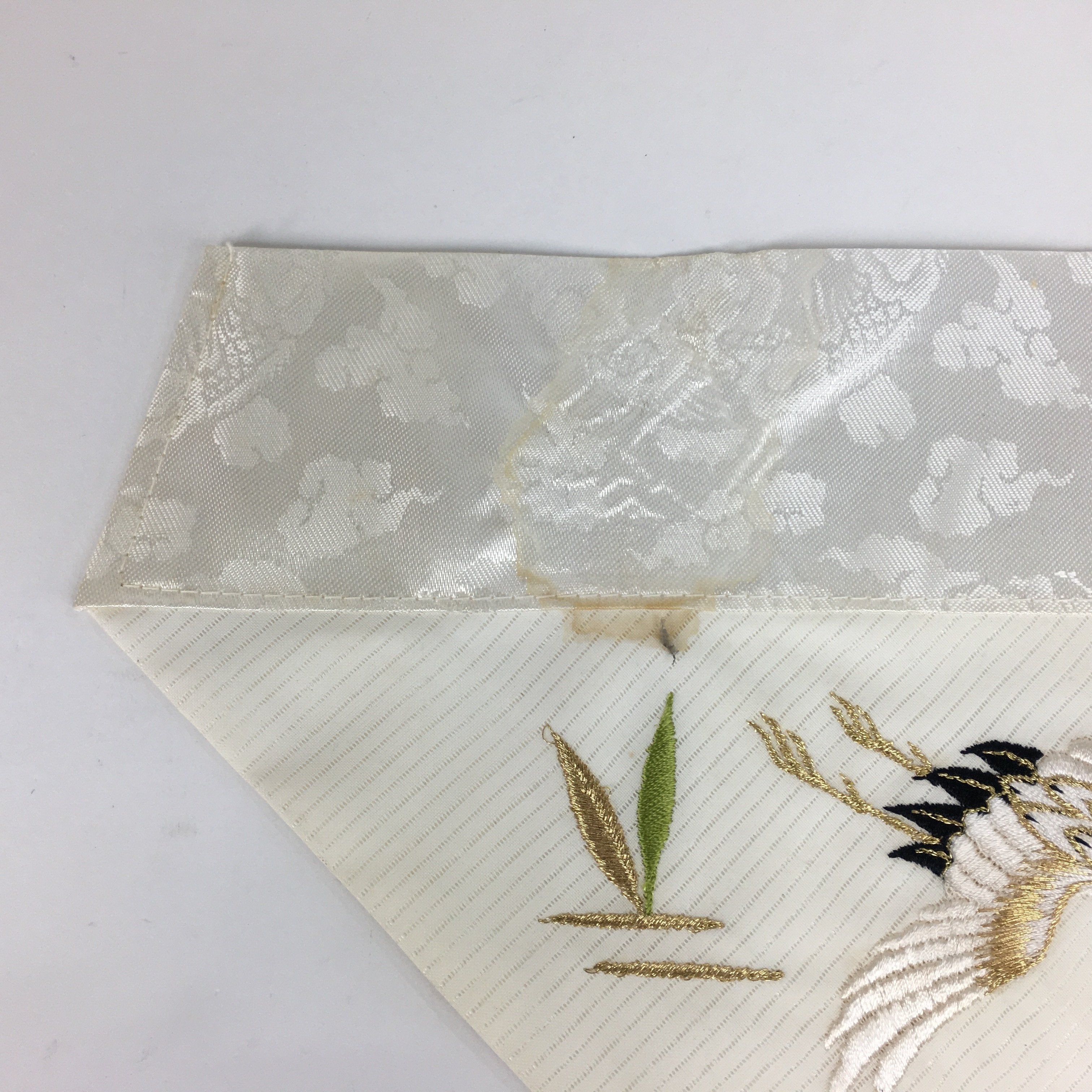 Japanese Buddhist Altar Table Cloth Vtg Uchishiki White Crane Maejoku BU463