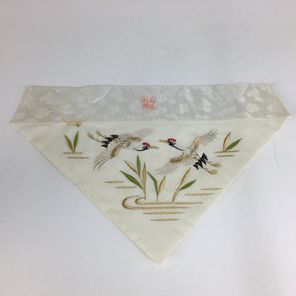 Japanese Buddhist Altar Table Cloth Vtg Uchishiki White Crane Maejoku BU463