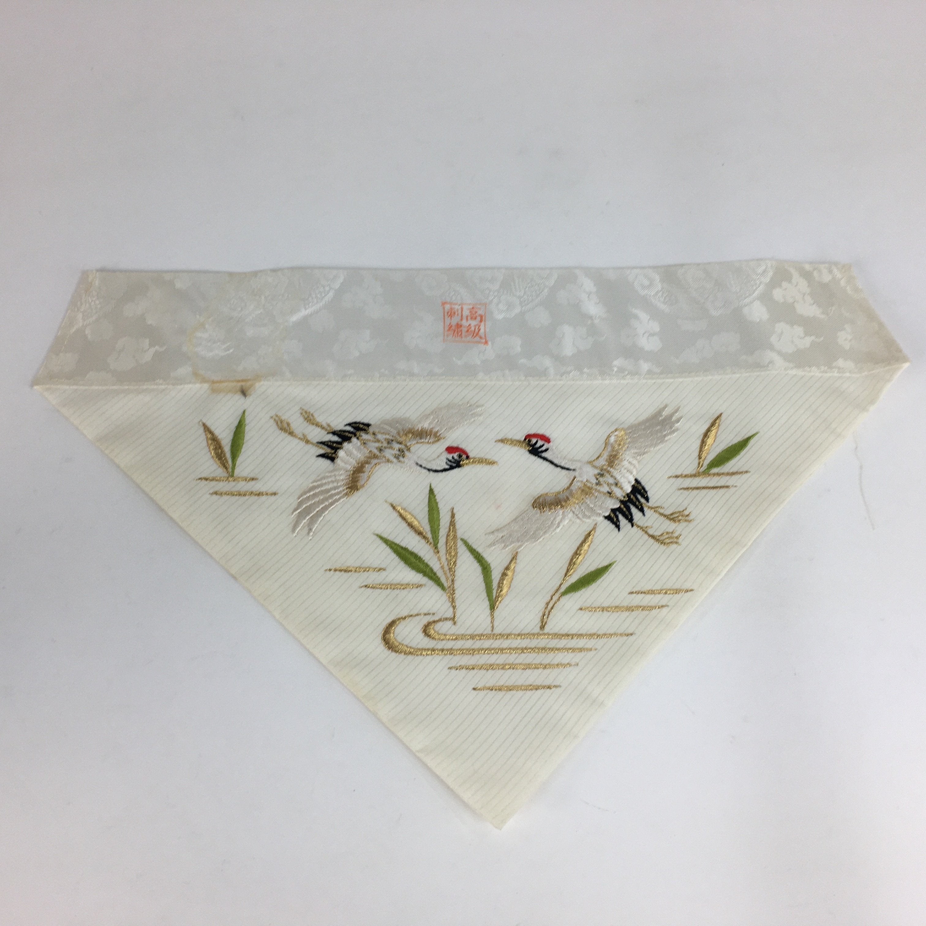 Japanese Buddhist Altar Table Cloth Vtg Uchishiki White Crane Maejoku BU463