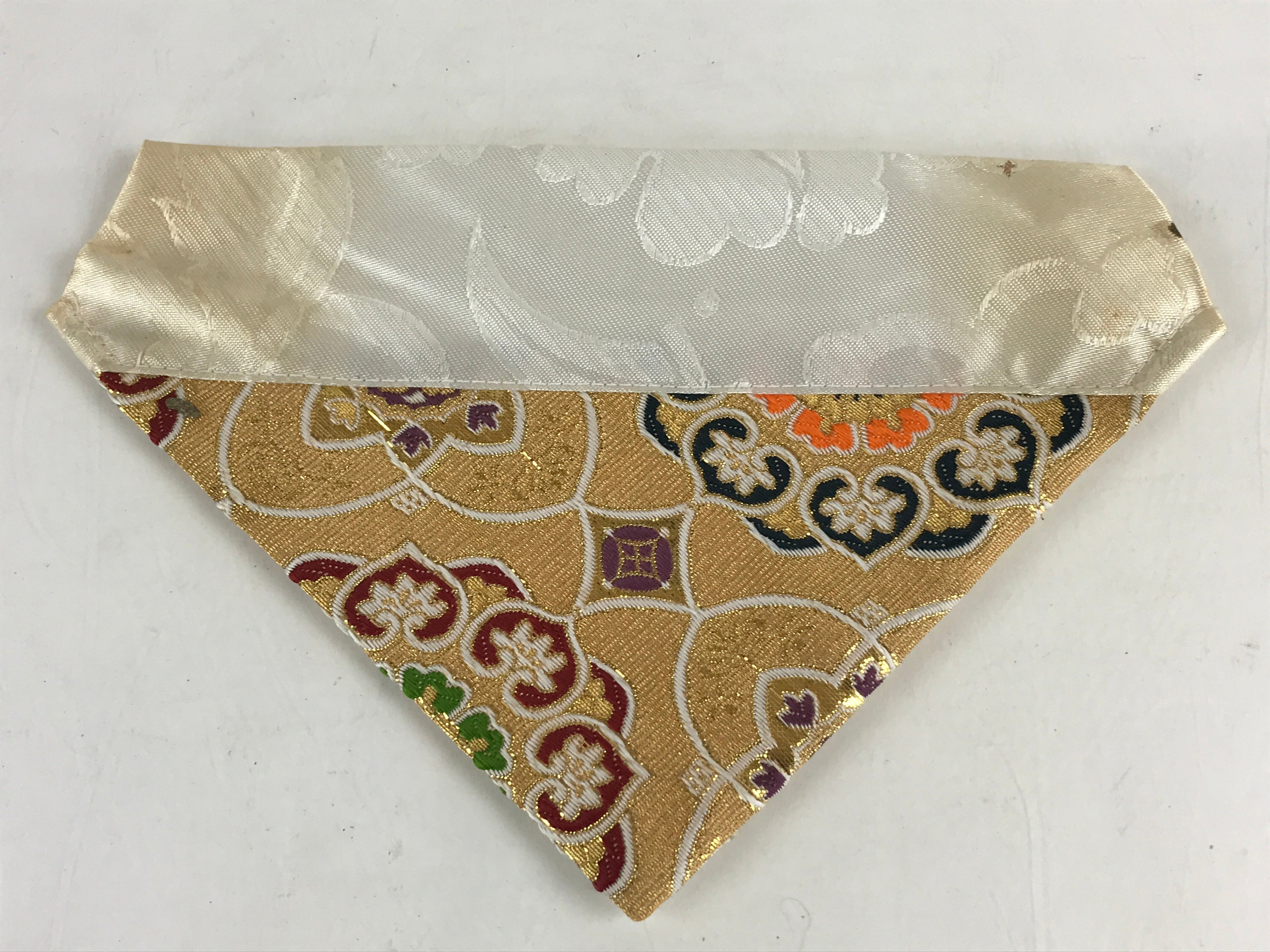 Japanese Buddhist Altar Tablecloth Uchishiki Vtg Triangle Uwajoku Maejyoku Gold