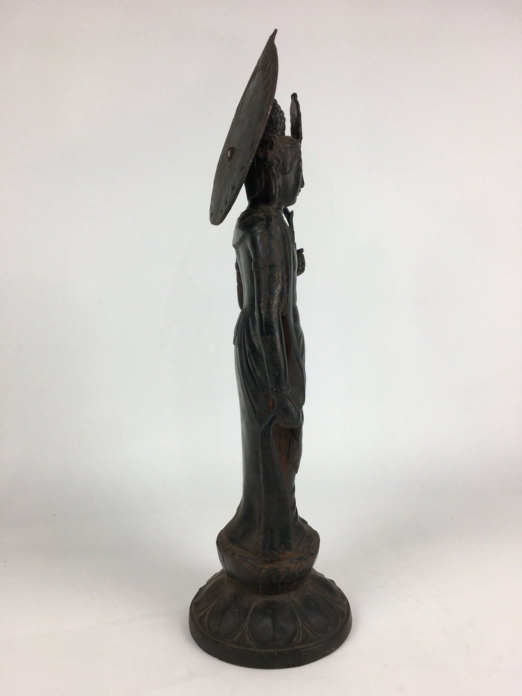Japanese Buddhist Art Kannon Bosatsu Iron Statue Vtg Tetsu BD804