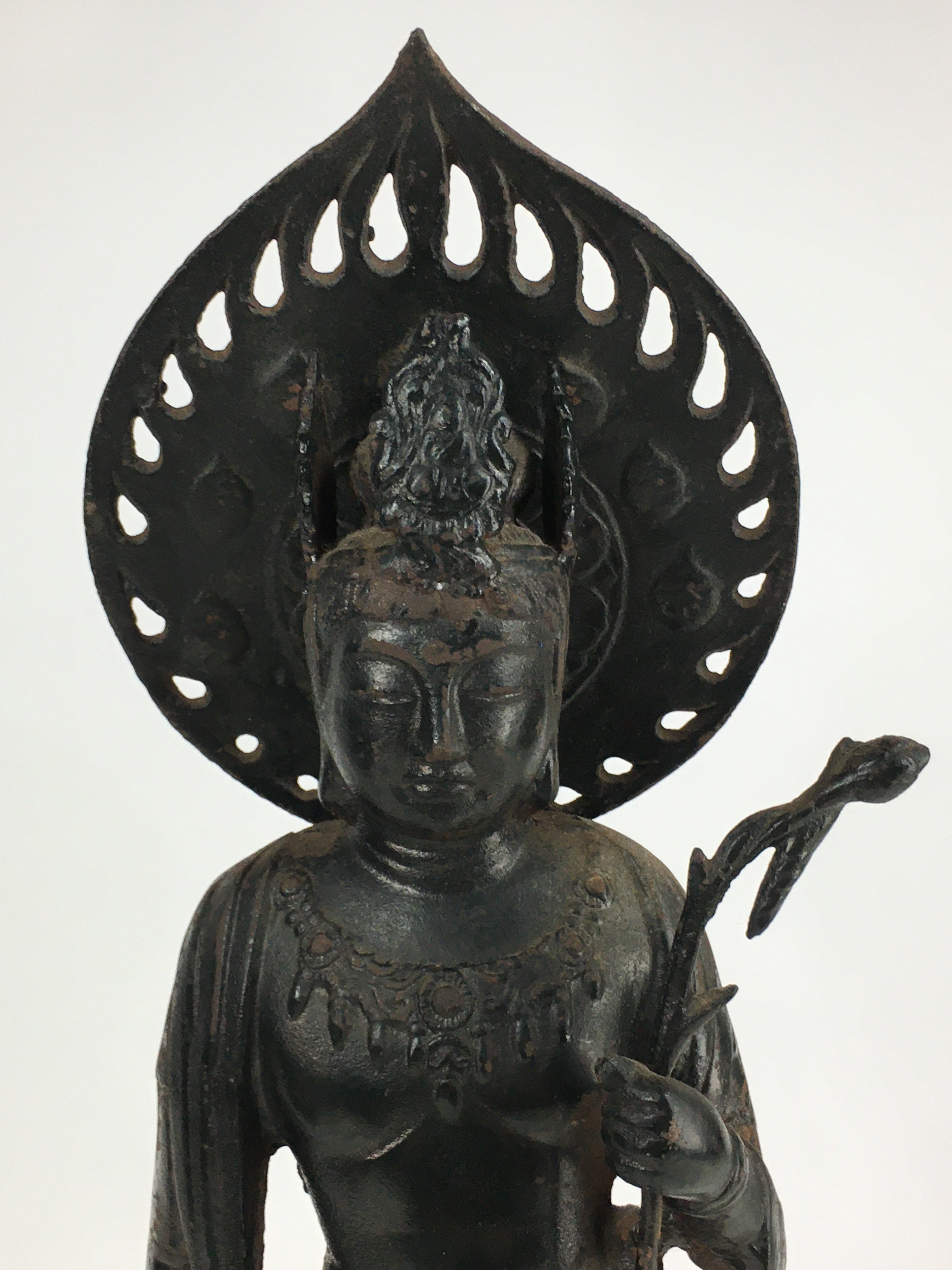 Japanese Buddhist Art Kannon Bosatsu Iron Statue Vtg Tetsu BD804