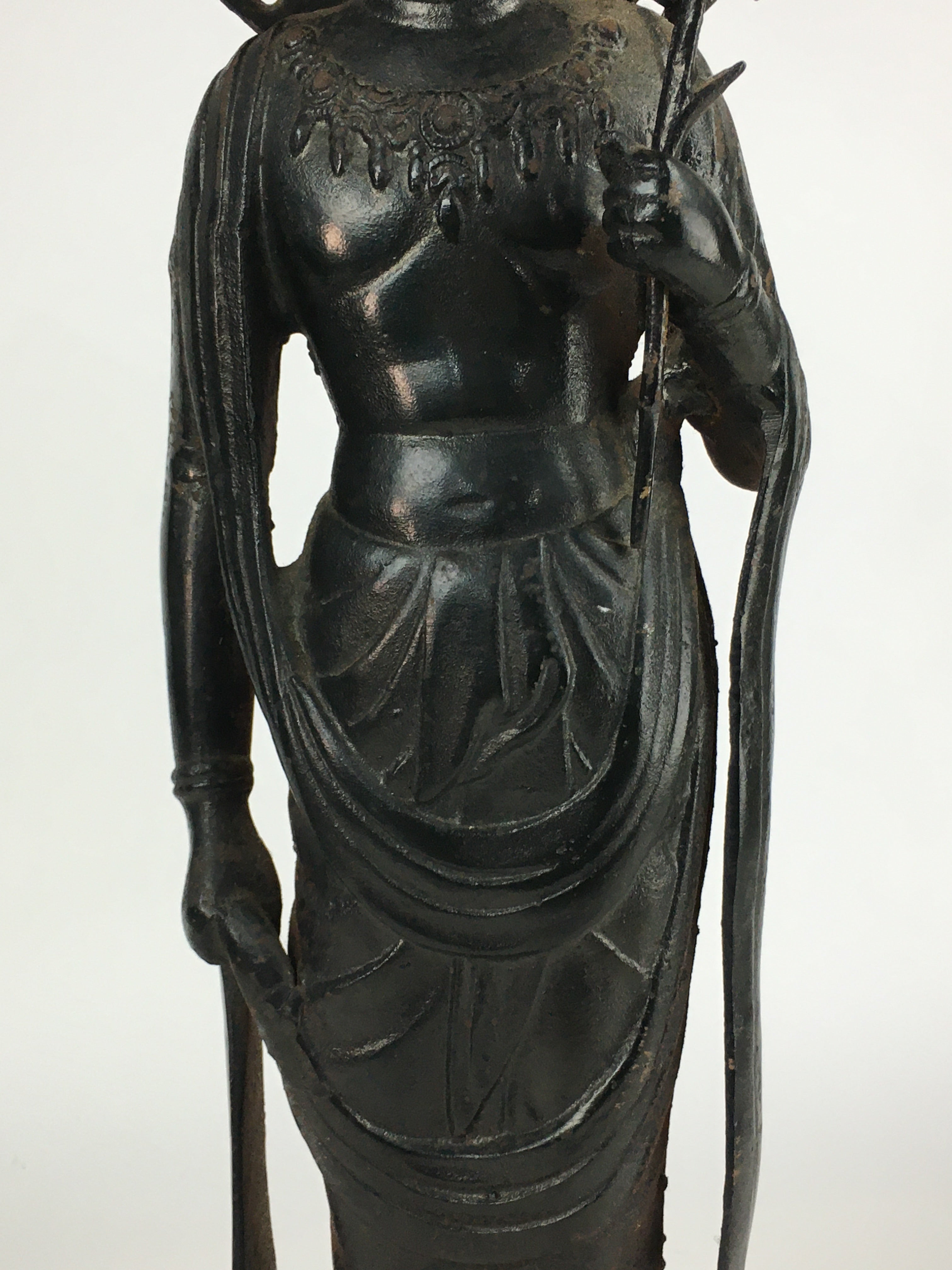 Japanese Buddhist Art Kannon Bosatsu Iron Statue Vtg Tetsu BD804