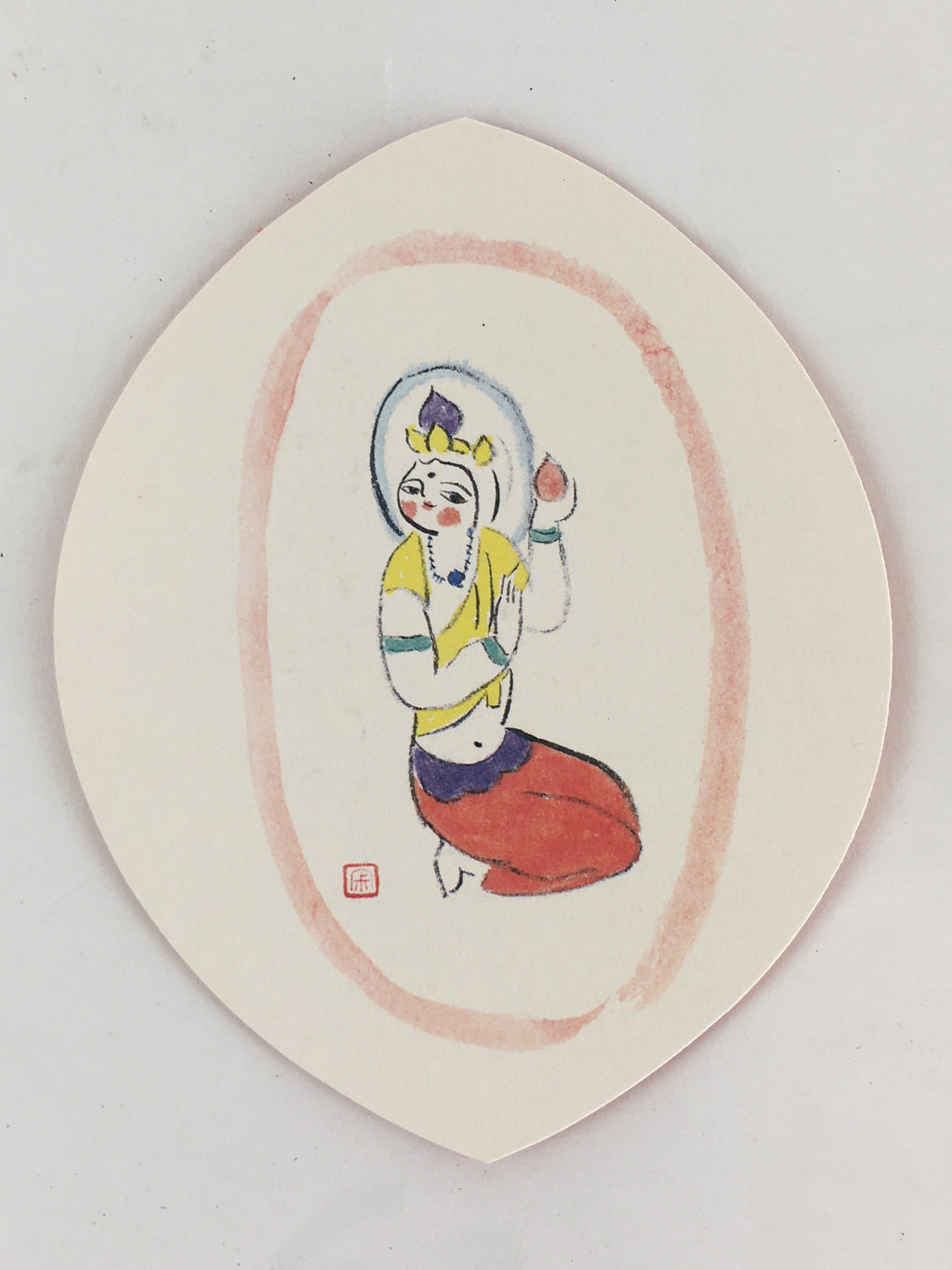 Japanese Buddhist Art Petal Kannon Vtg Jakucho Setouchi Paper BU763