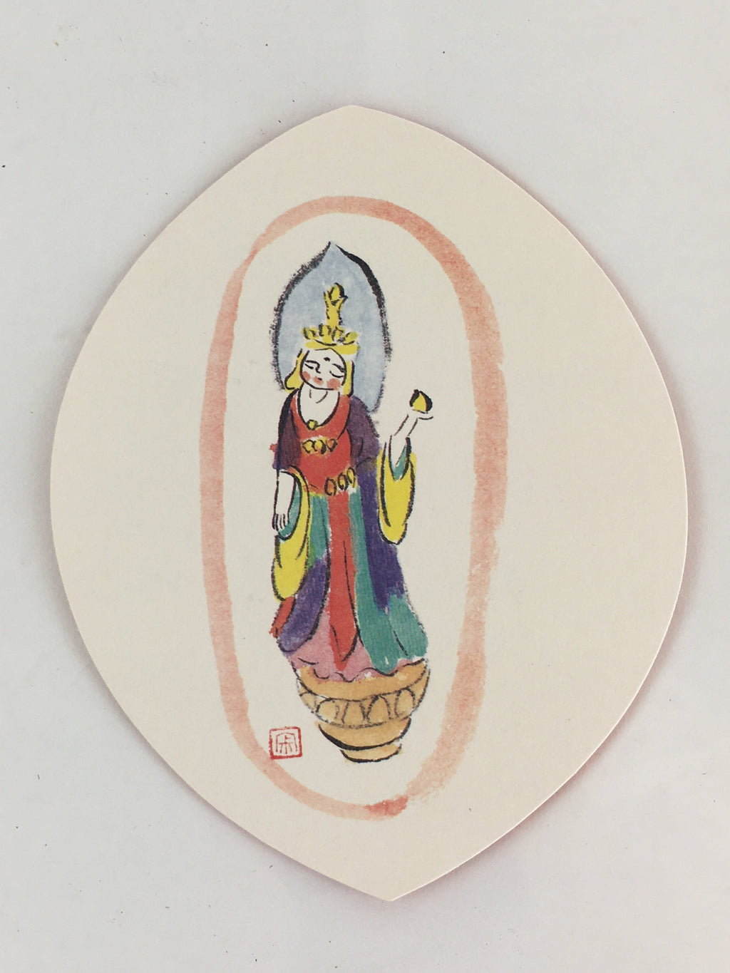 Japanese Buddhist Art Petal Kannon Vtg Jakucho Setouchi Paper BU763