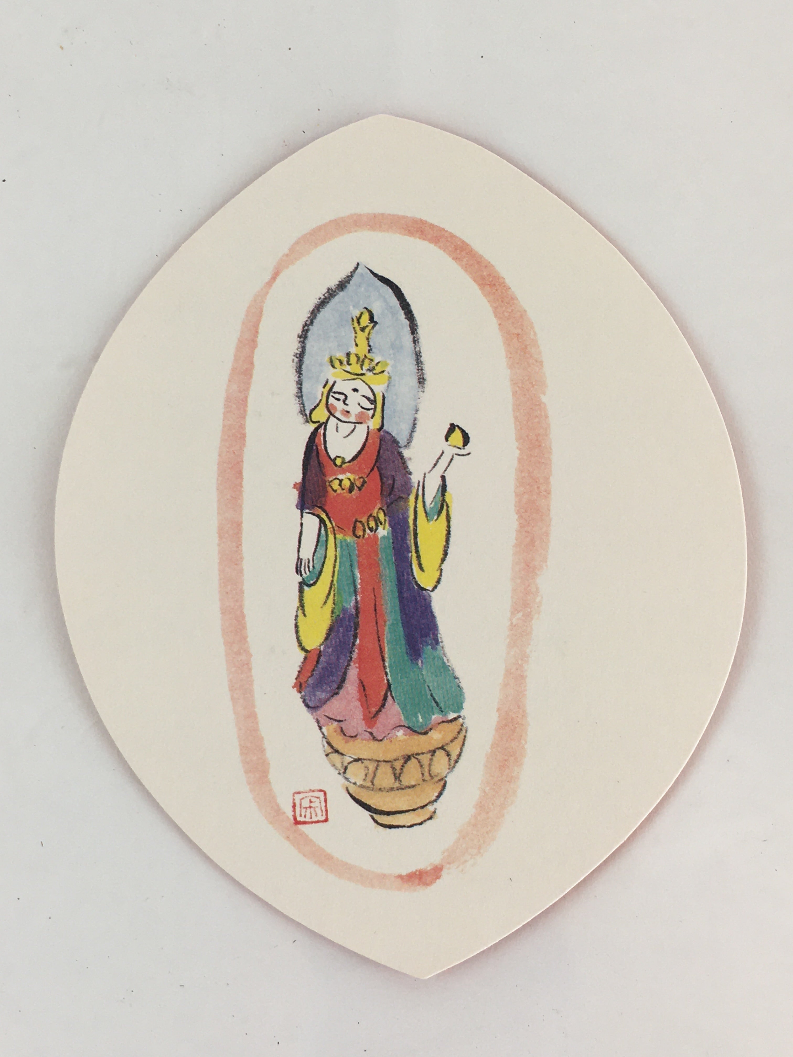 Japanese Buddhist Art Petal Kannon Vtg Jakucho Setouchi Paper BU763