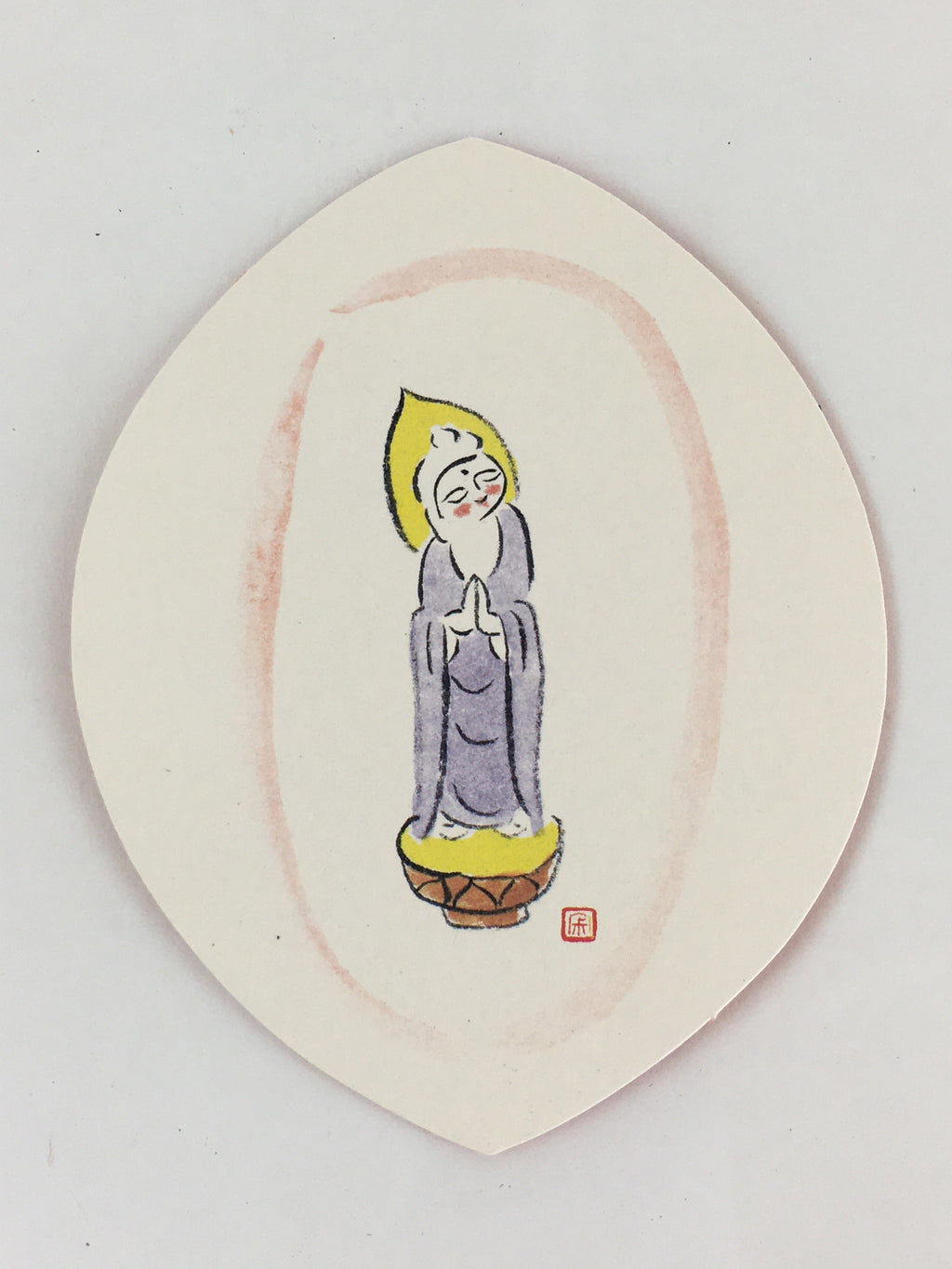 Japanese Buddhist Art Petal Kannon Vtg Jakucho Setouchi Paper BU763