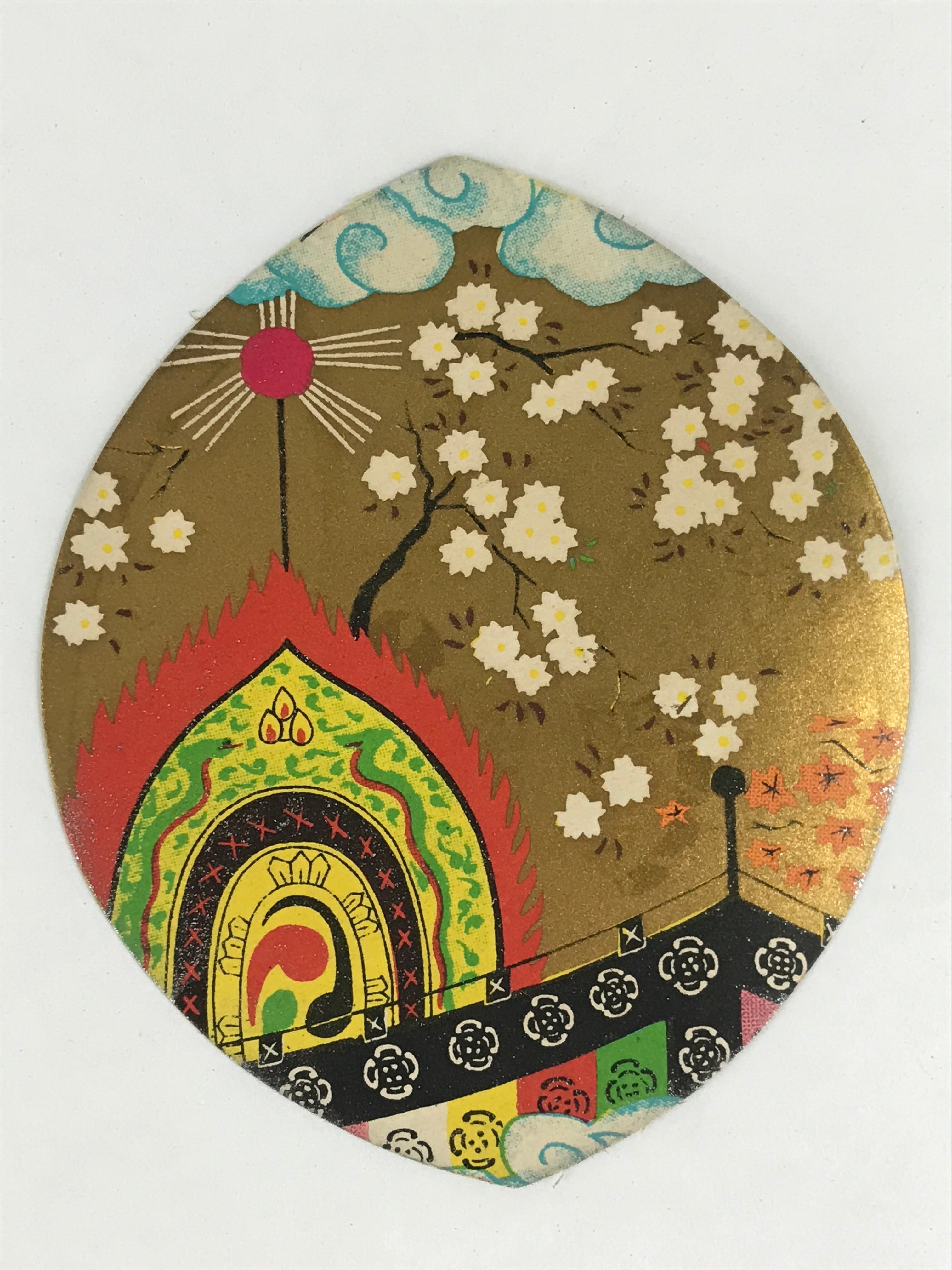 Japanese Buddhist Art Petal Sange Paper Vtg Lucky Charm Memorial Service BU898