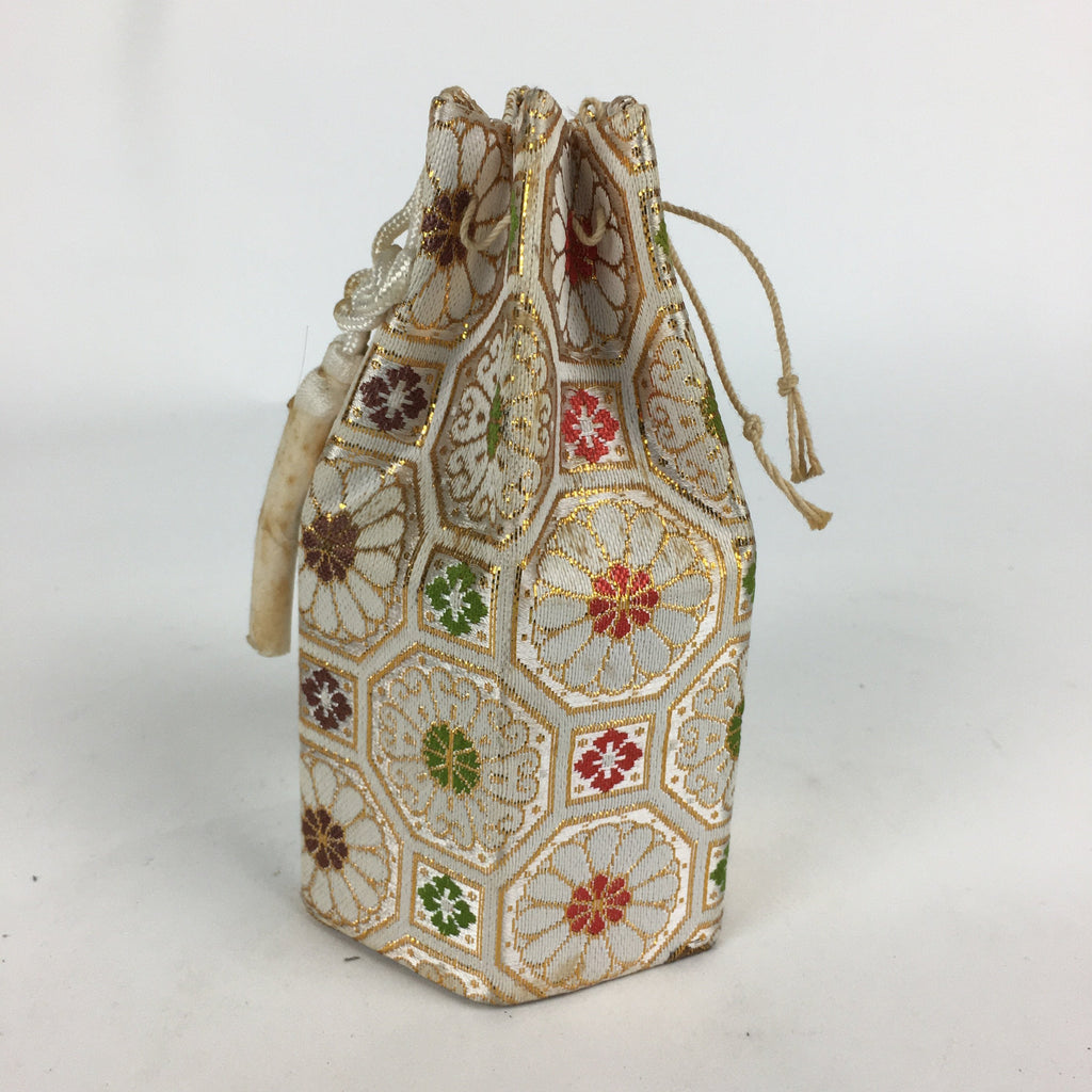 Japanese Buddhist Bag Vtg Hexagonal Cloth Bag Ashes Of Deceased BU594
