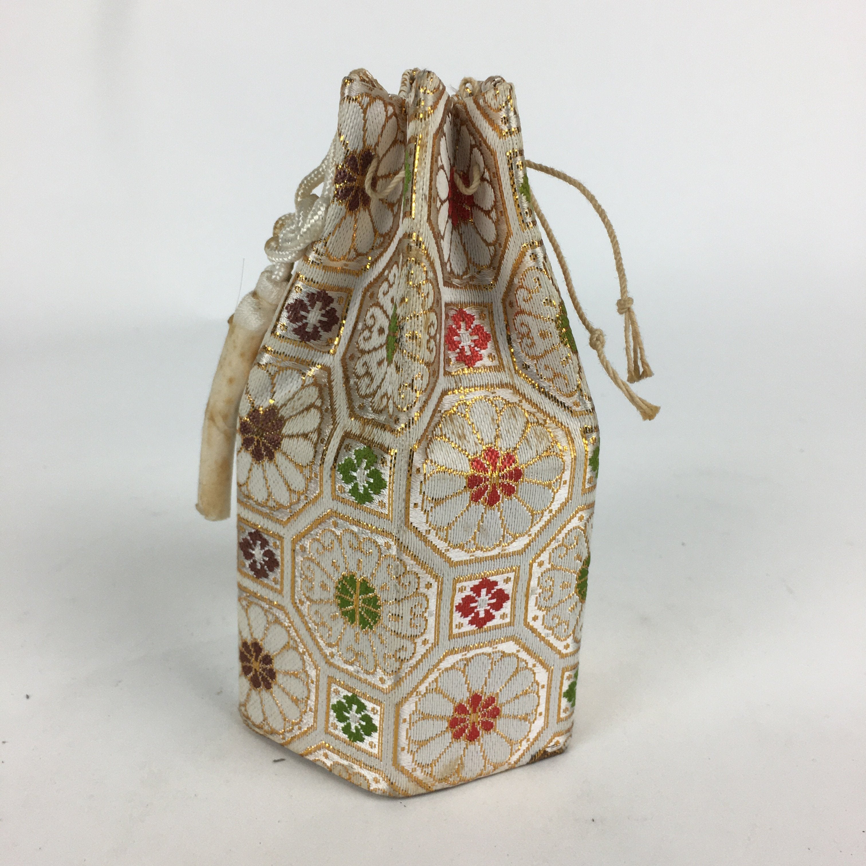 Japanese Buddhist Bag Vtg Hexagonal Cloth Bag Ashes Of Deceased BU594