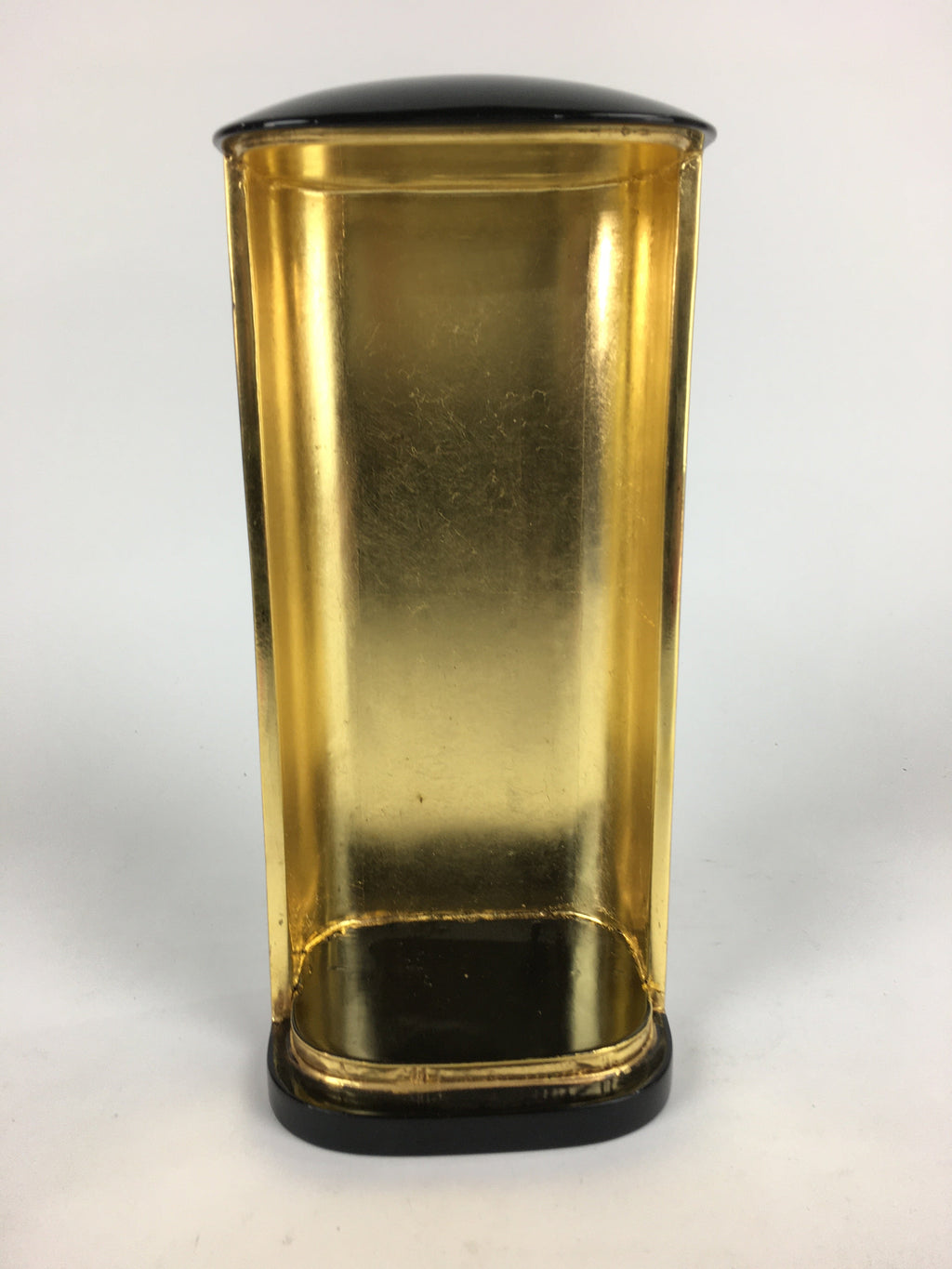 Japanese Buddhist Buddha Statue Stand Box Vtg Zushi No Door Black Gold BU603