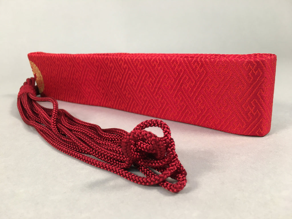 Japanese Buddhist Costume Kesa Vtg Sash Surplice Red Family Crest Temple BU334