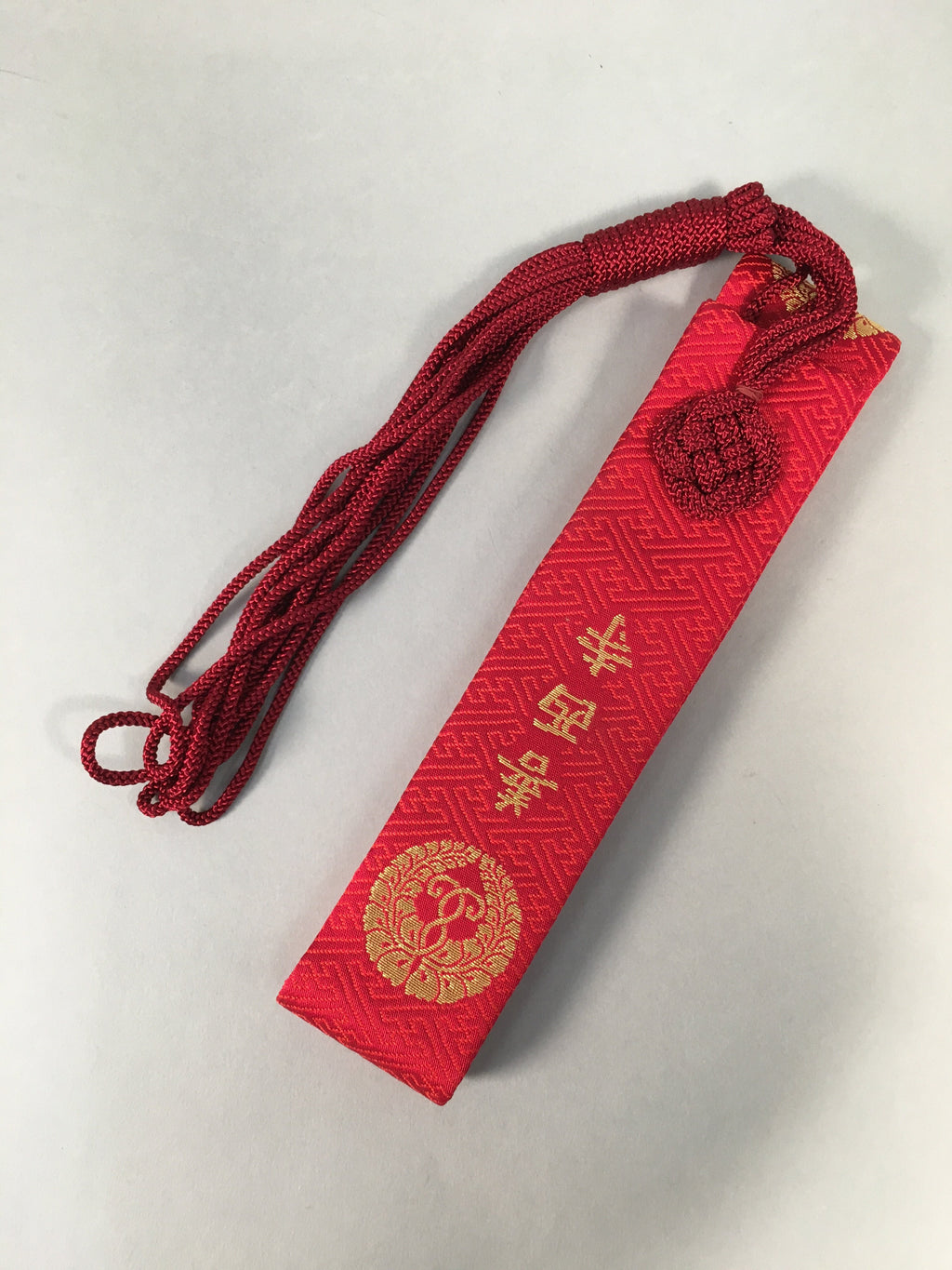 Japanese Buddhist Costume Kesa Vtg Sash Surplice Red Family Crest Temple BU334