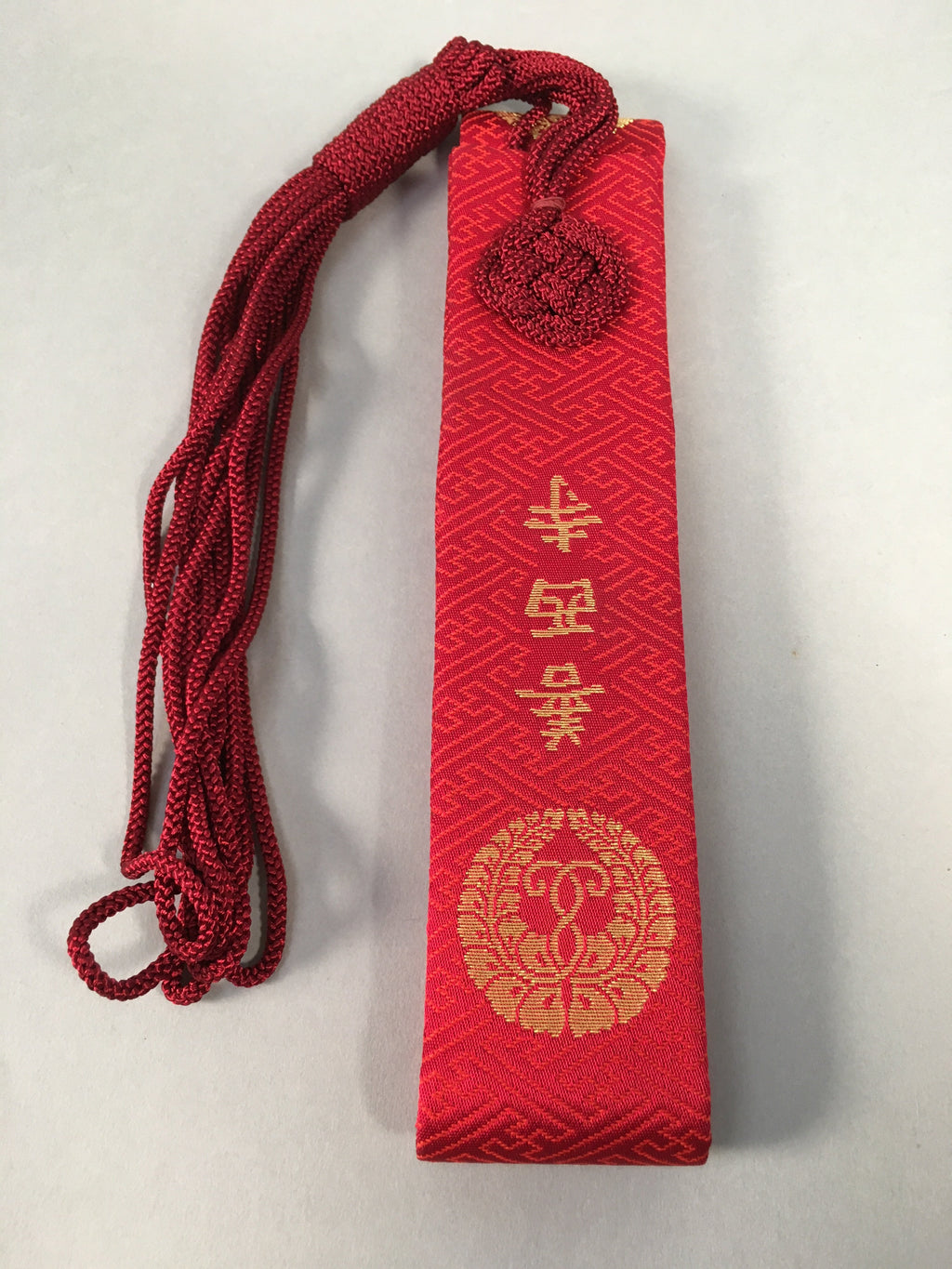Japanese Buddhist Costume Kesa Vtg Sash Surplice Red Family Crest Temple BU334