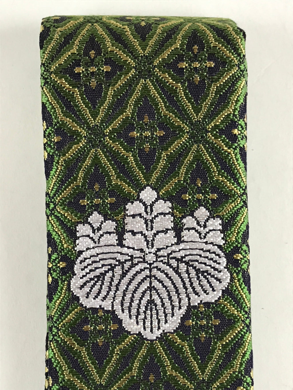 Japanese Buddhist Costume Kesa Wagesa Hangesa Vtg Green Gold Crest Temple BU901