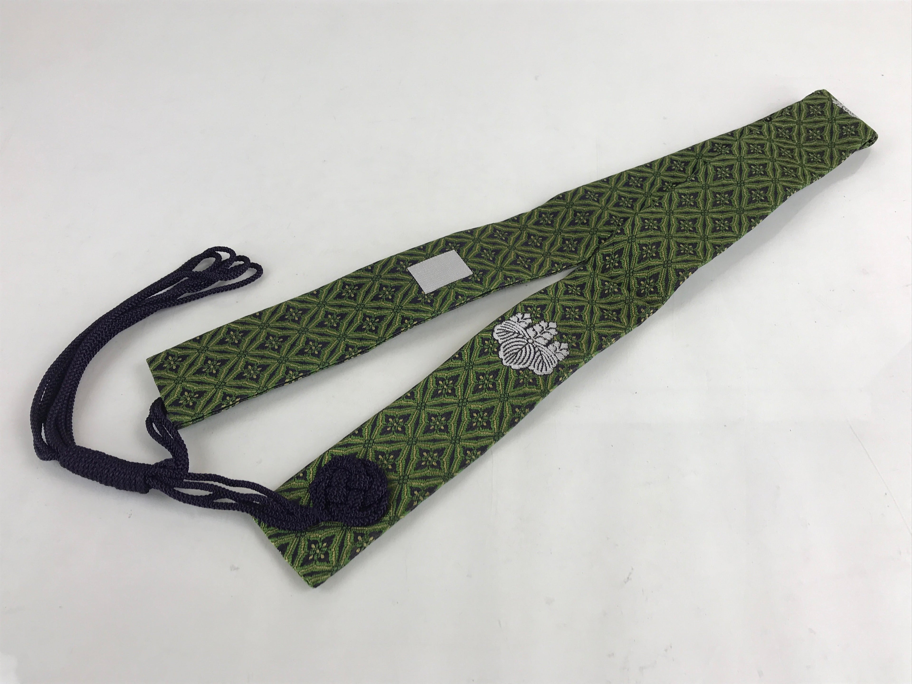 Japanese Buddhist Costume Kesa Wagesa Hangesa Vtg Green Gold Crest Temple BU901