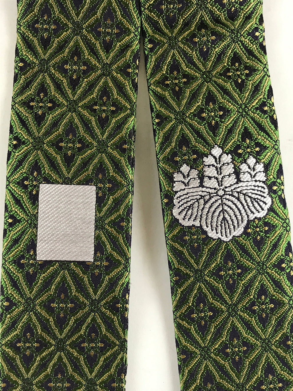 Japanese Buddhist Costume Kesa Wagesa Hangesa Vtg Green Gold Crest Temple BU901