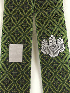 Japanese Buddhist Costume Kesa Wagesa Hangesa Vtg Green Gold Crest Temple BU901