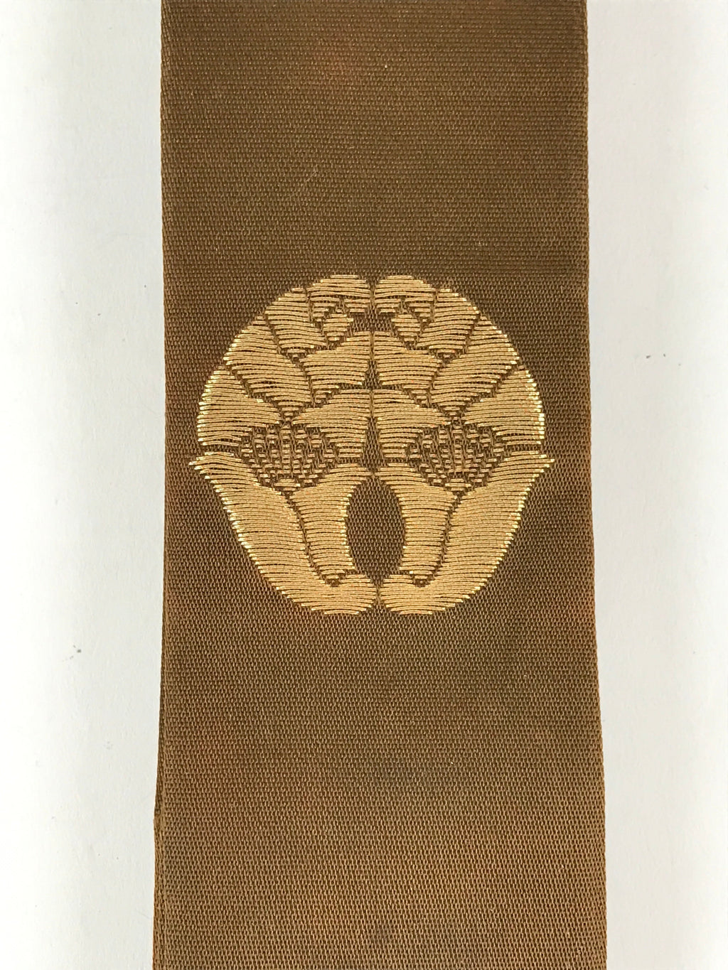 Japanese Buddhist Costume Wagesa Vtg Sash Surplice Brown Crest BU782
