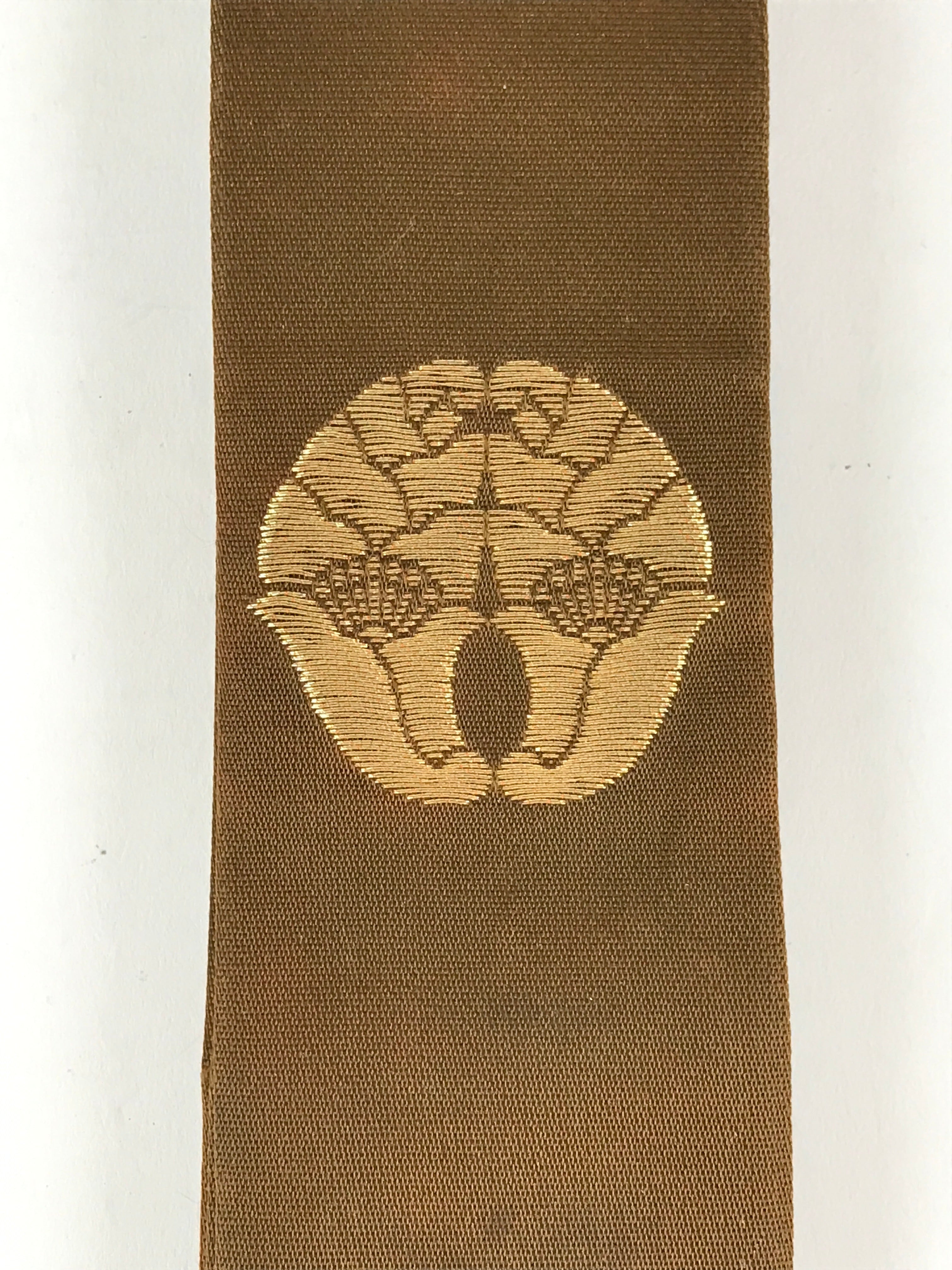 Japanese Buddhist Costume Wagesa Vtg Sash Surplice Brown Crest BU782