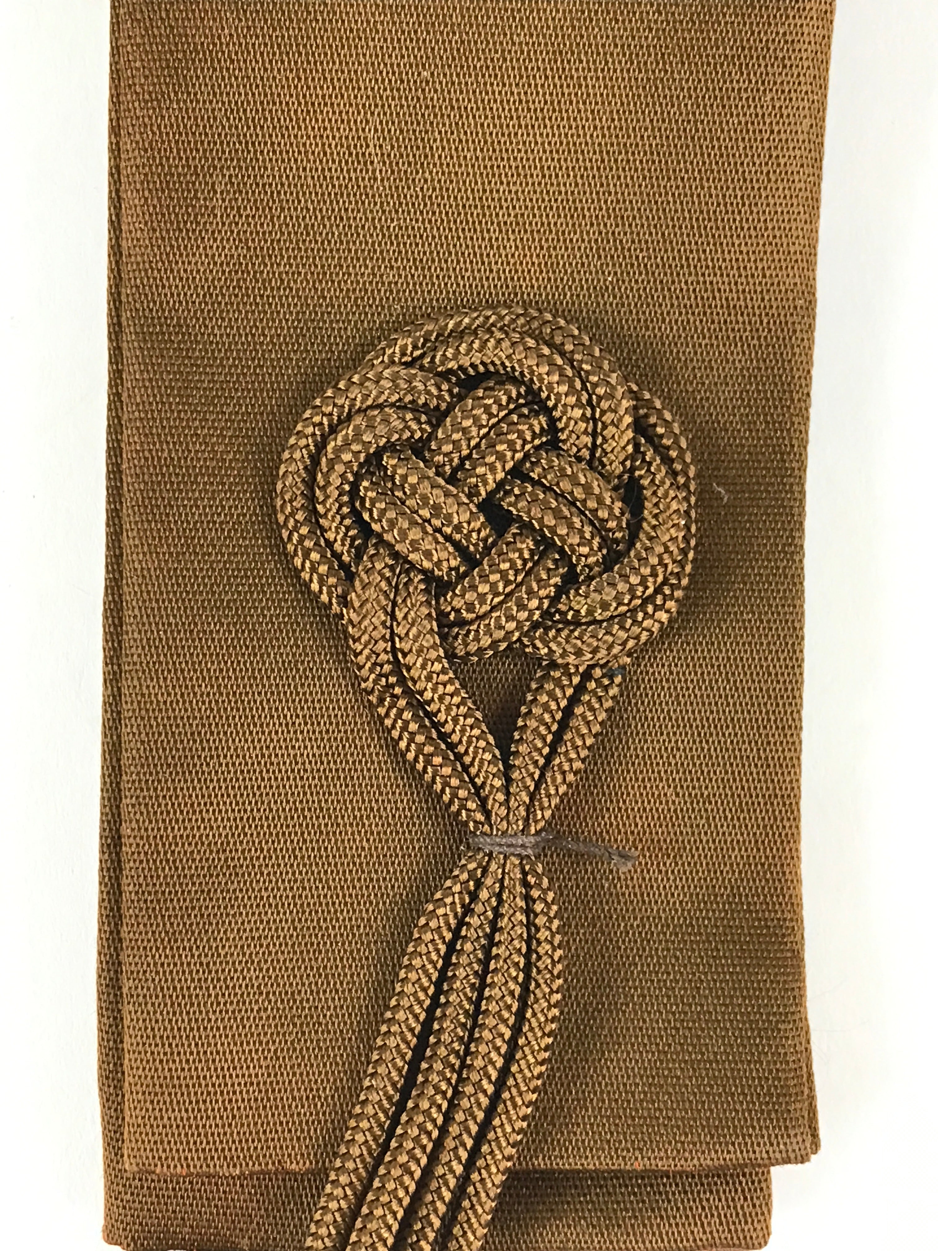 Japanese Buddhist Costume Wagesa Vtg Sash Surplice Brown Crest BU782