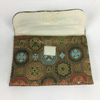 Japanese Buddhist Fabric Bag Vtg Prayer Beads Green Blue Flower Juzu Bag BU599