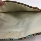 Japanese Buddhist Fabric Bag Vtg Prayer Beads Green Blue Flower Juzu Bag BU599