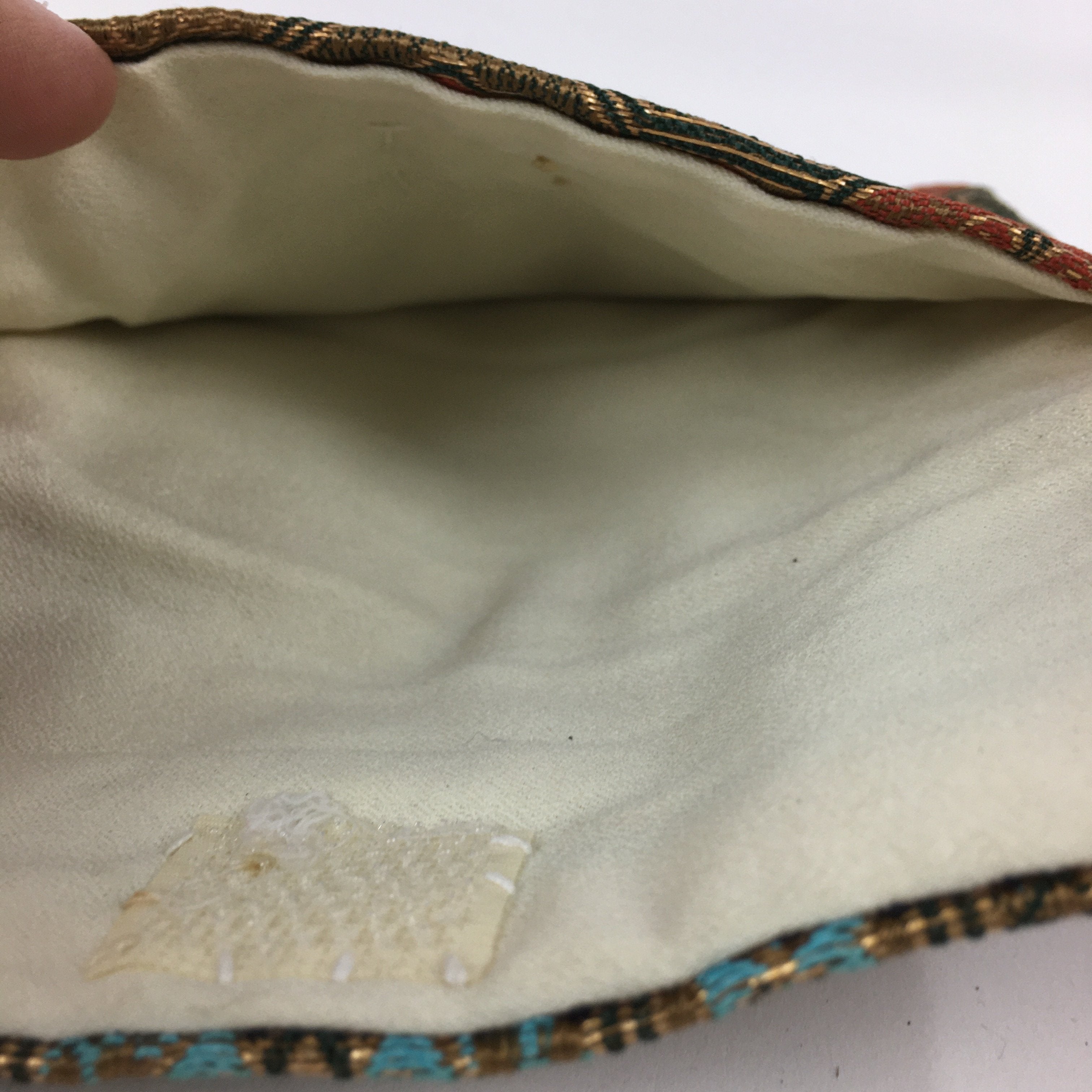 Japanese Buddhist Fabric Bag Vtg Prayer Beads Green Blue Flower Juzu Bag BU599