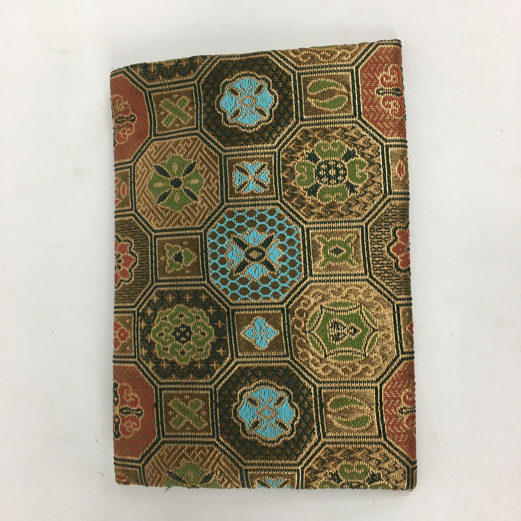 Japanese Buddhist Fabric Bag Vtg Prayer Beads Green Blue Flower Juzu Bag BU599