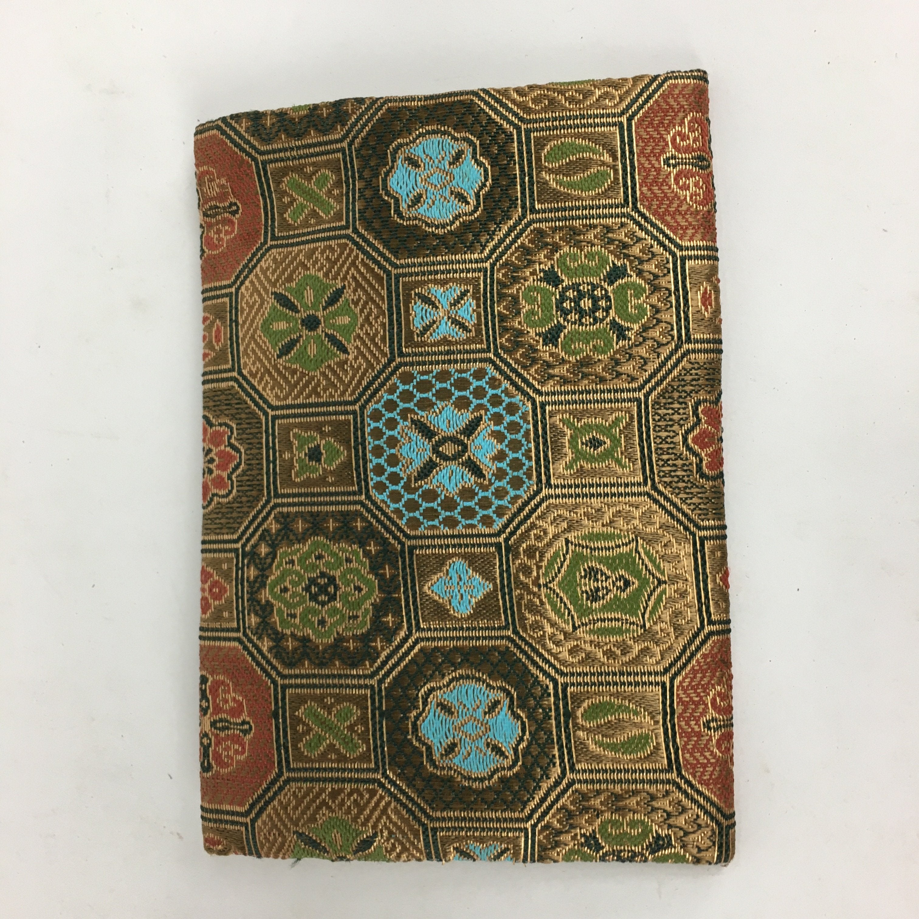 Japanese Buddhist Fabric Bag Vtg Prayer Beads Green Blue Flower Juzu Bag BU599