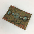 Japanese Buddhist Fabric Bag Vtg Prayer Beads Green Blue Flower Juzu Bag BU599
