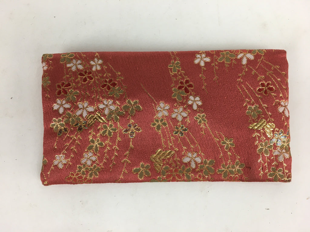 Japanese Buddhist Fabric Bag Vtg Prayer Beads Pink Flower Design Juzu Bag BU597