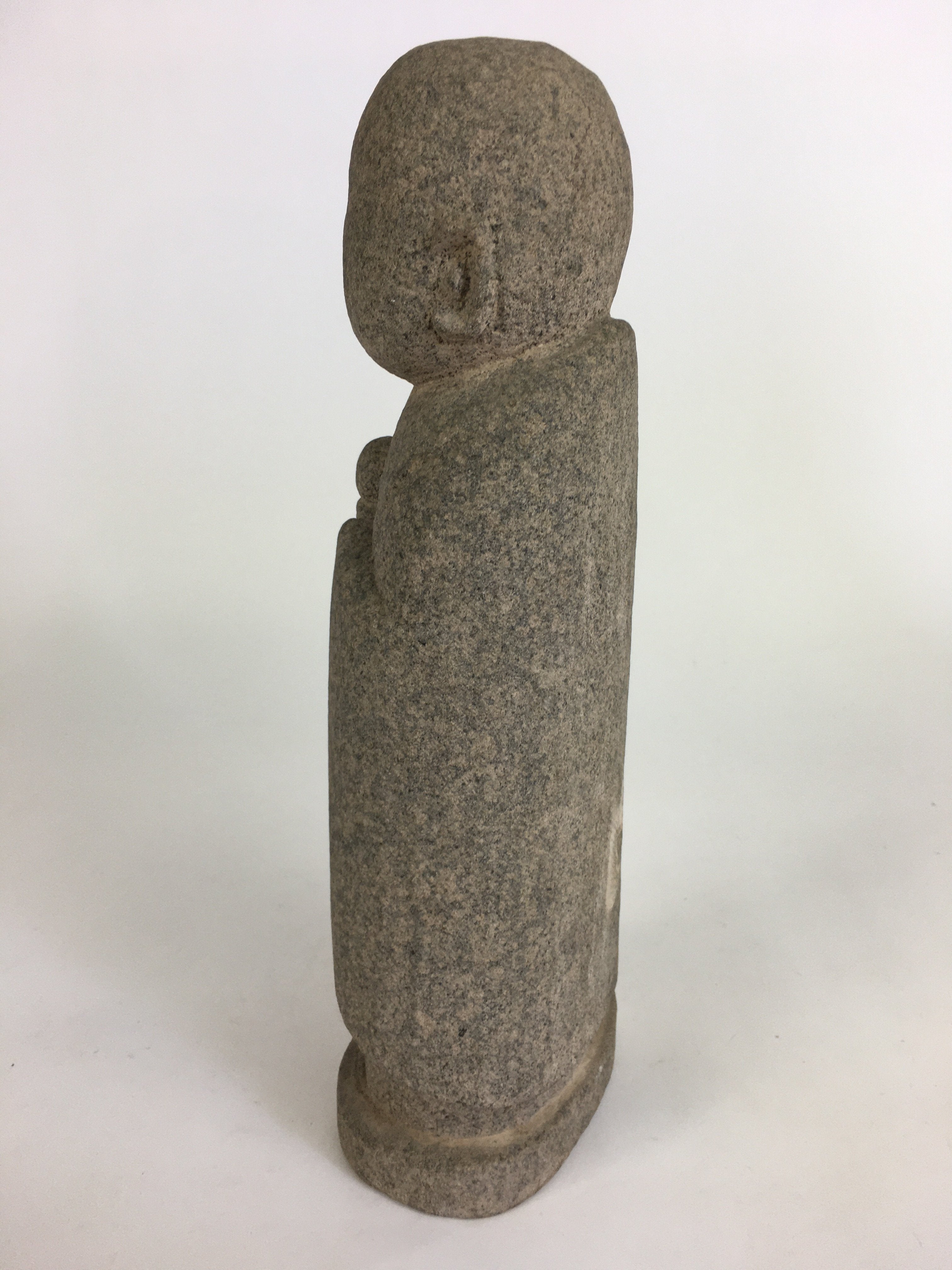 Japanese Buddhist Jizo-Bosatsu Stone Statue Vtg Jizo Stone Sculpture BD642