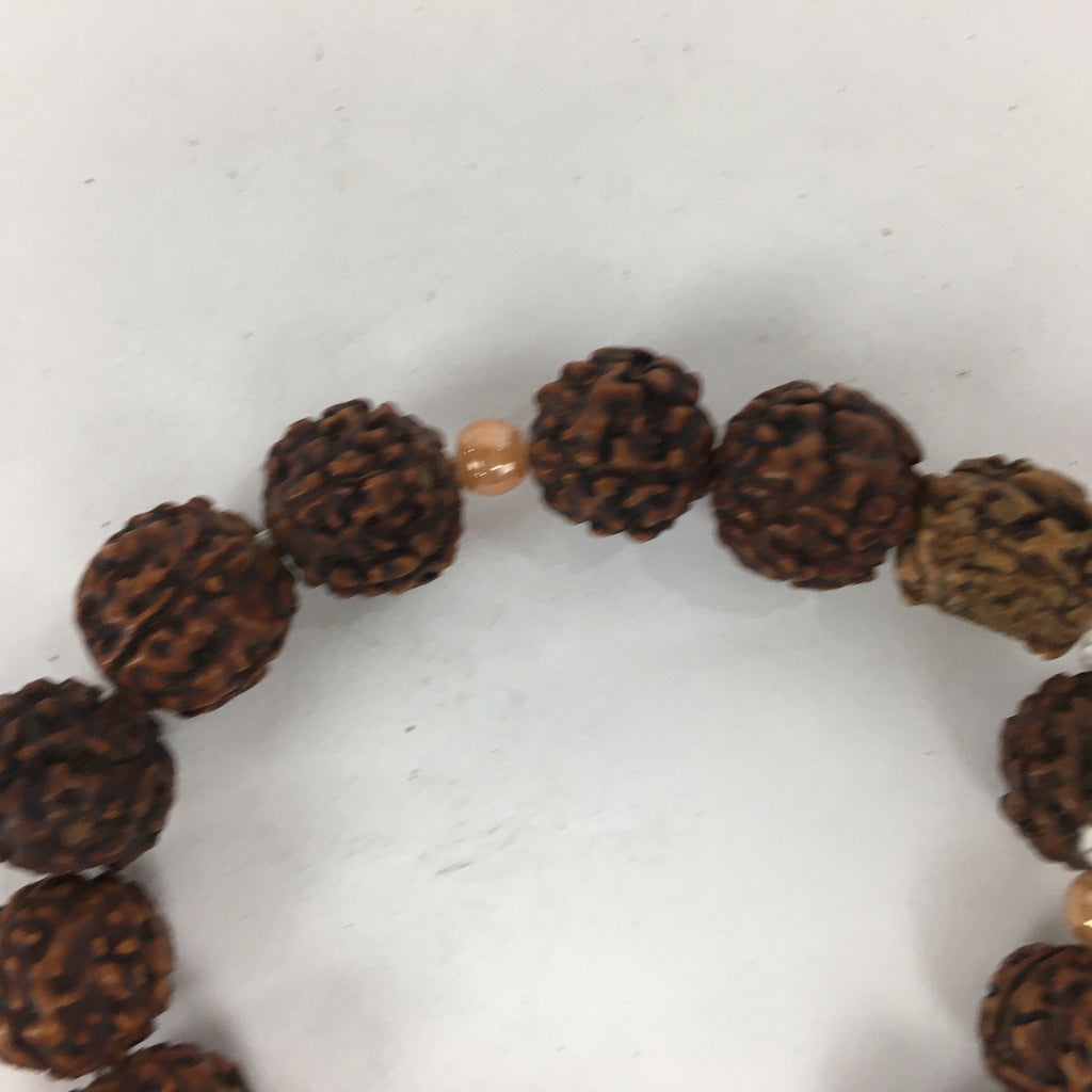 Japanese Buddhist Prayer Beads Kongo Bodhi Vtg Brown Juzu Rosary Bracelet JZ68