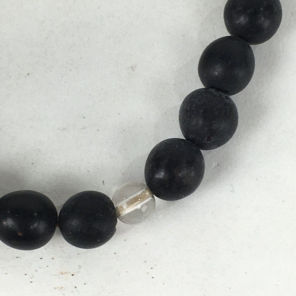 Japanese Buddhist Prayer Beads Vtg Black Beads Juzu Rosary Bracelet JZ79