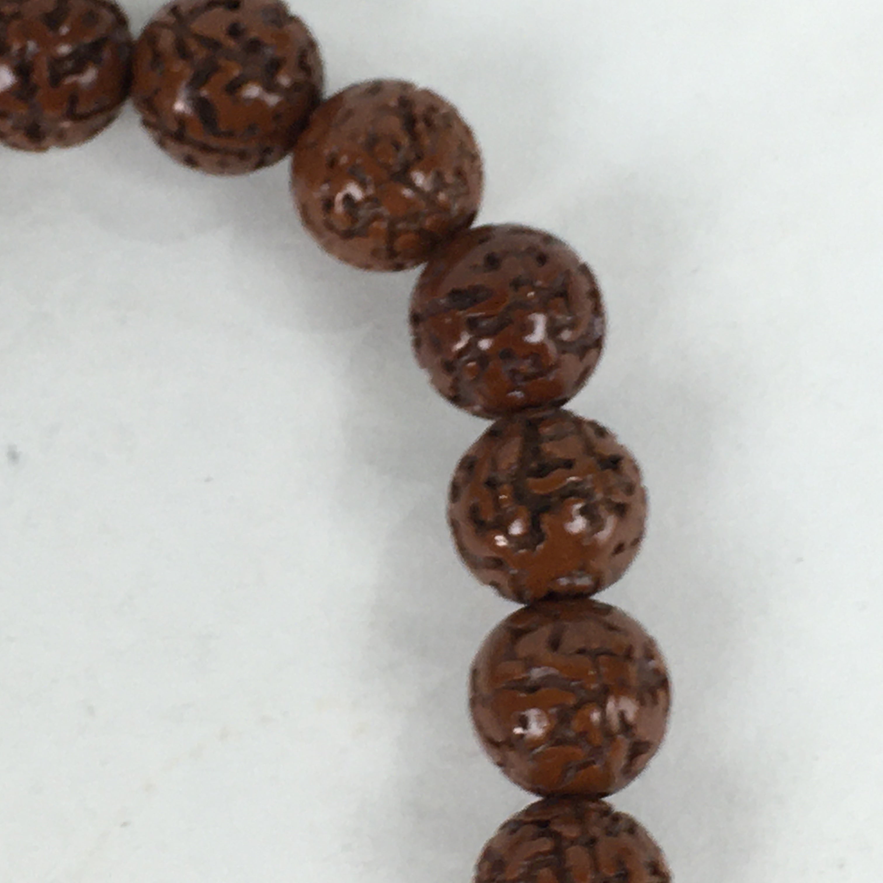 Japanese Buddhist Prayer Beads Vtg Brown Beads Juzu Rosary Bracelet JZ78