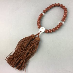 Japanese Buddhist Prayer Beads Vtg Brown Juzu Rosary Bracelet JZ31