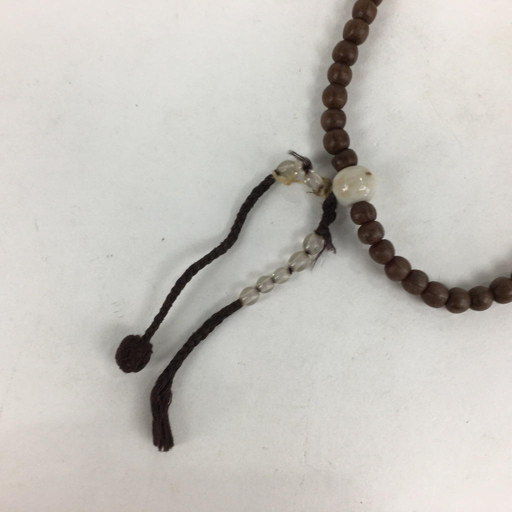 Japanese Buddhist Prayer Beads Vtg Brown Wood Beads Juzu Rosary Bracelet JZ81