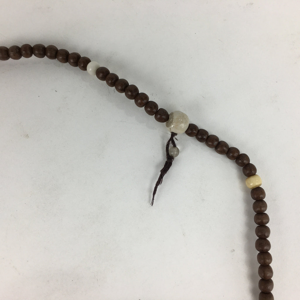 Japanese Buddhist Prayer Beads Vtg Brown Wood Beads Juzu Rosary Bracelet JZ81