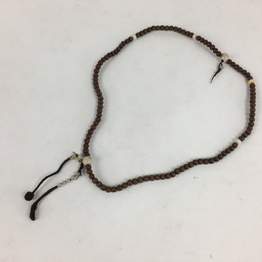 Japanese Buddhist Prayer Beads Vtg Brown Wood Beads Juzu Rosary Bracelet JZ81