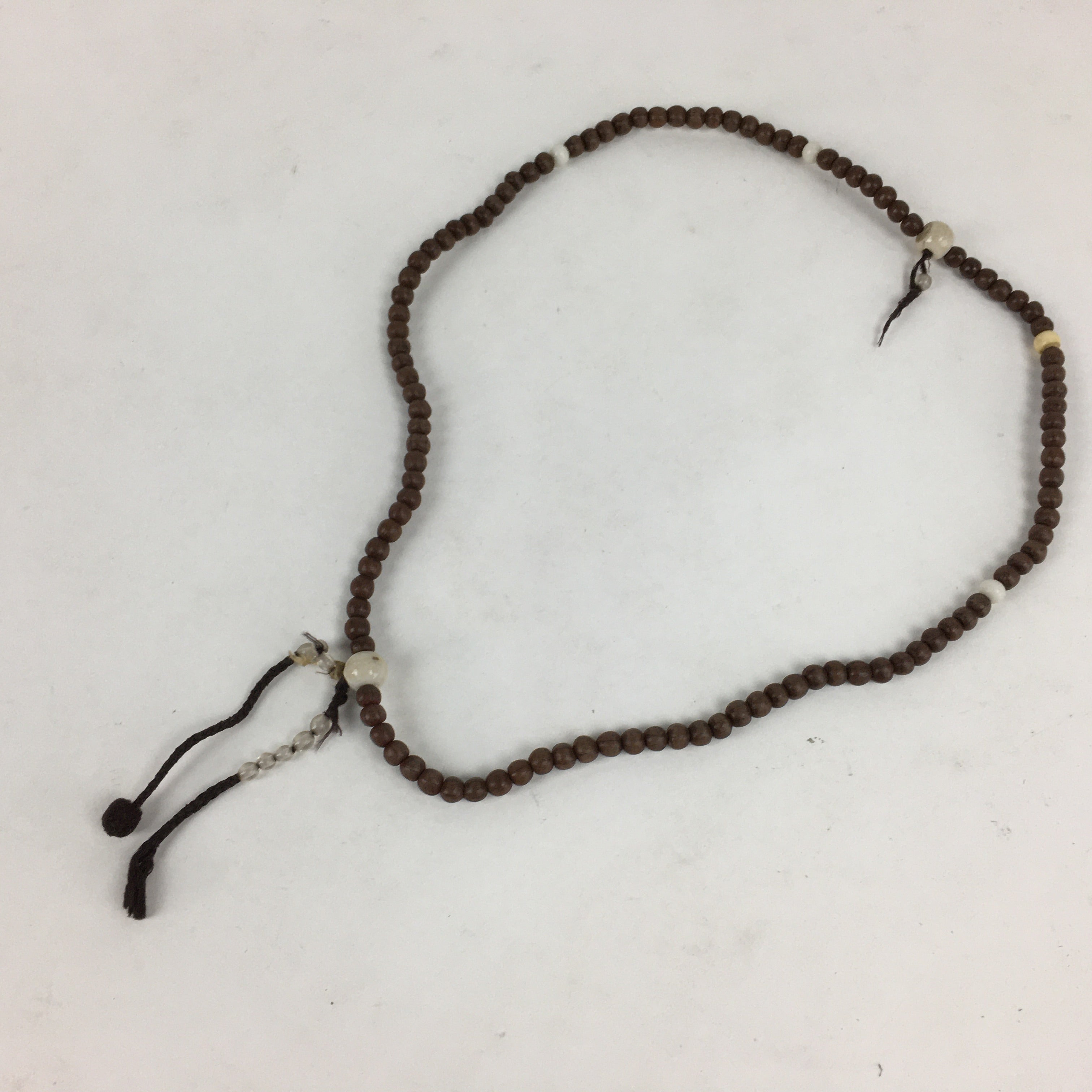 Japanese Buddhist Prayer Beads Vtg Brown Wood Beads Juzu Rosary Bracelet JZ81