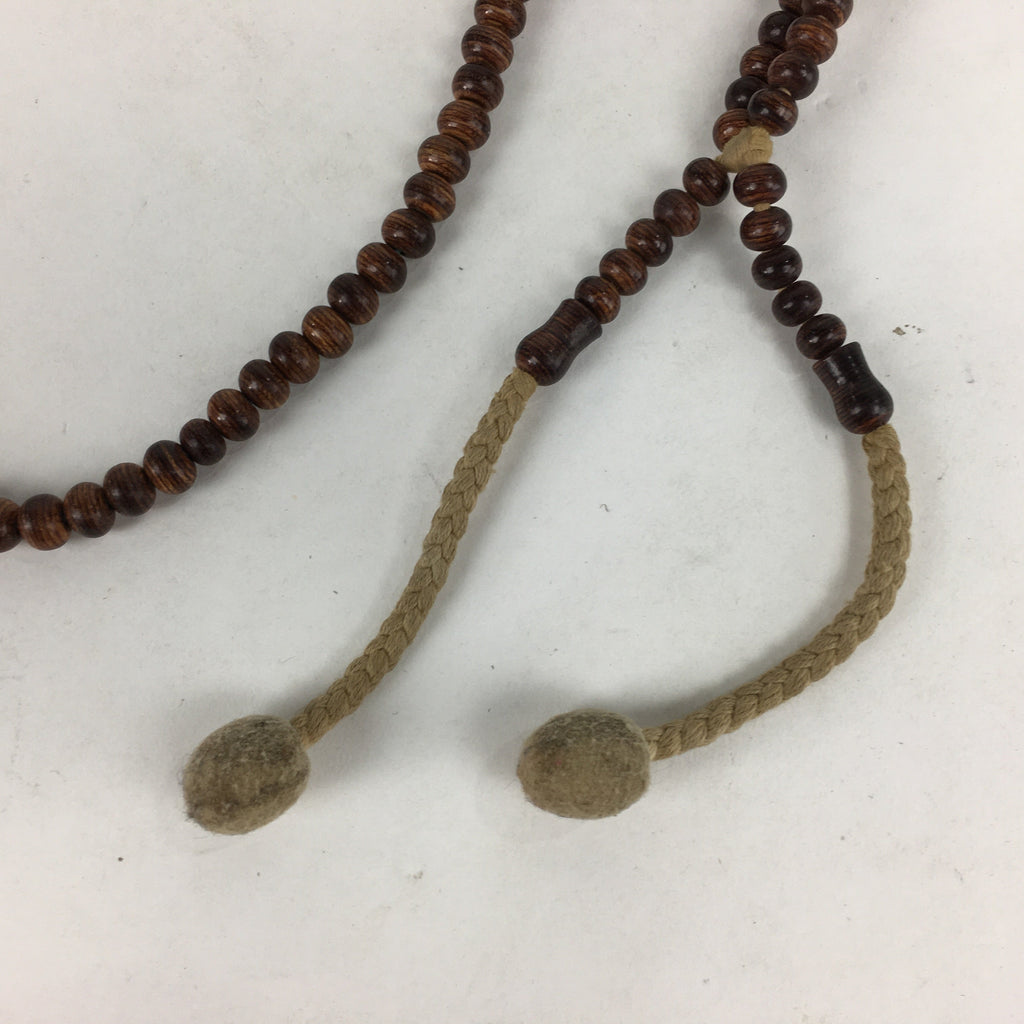 Japanese Buddhist Prayer Beads Vtg Brown Wood Beads Juzu Rosary Bracelet JZ82