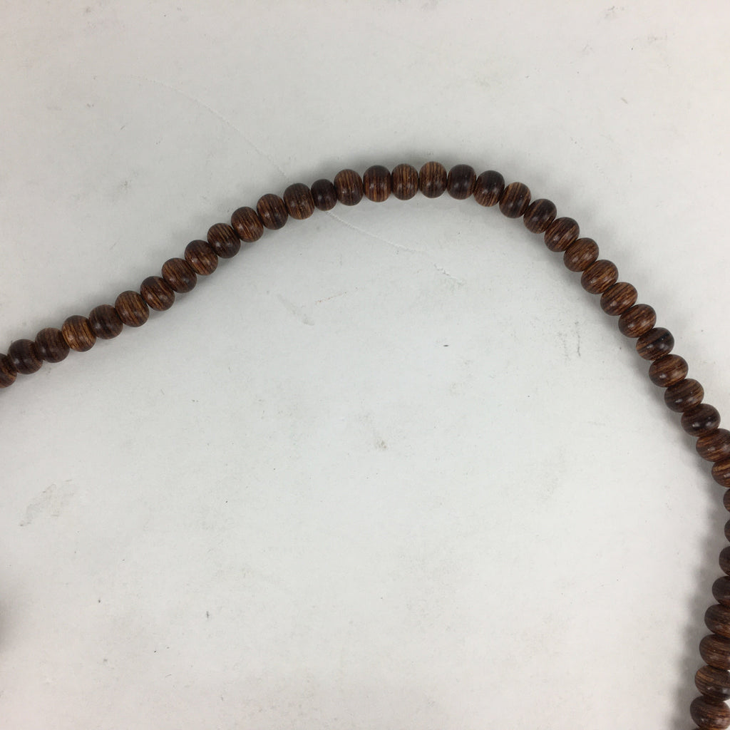 Japanese Buddhist Prayer Beads Vtg Brown Wood Beads Juzu Rosary Bracelet JZ82