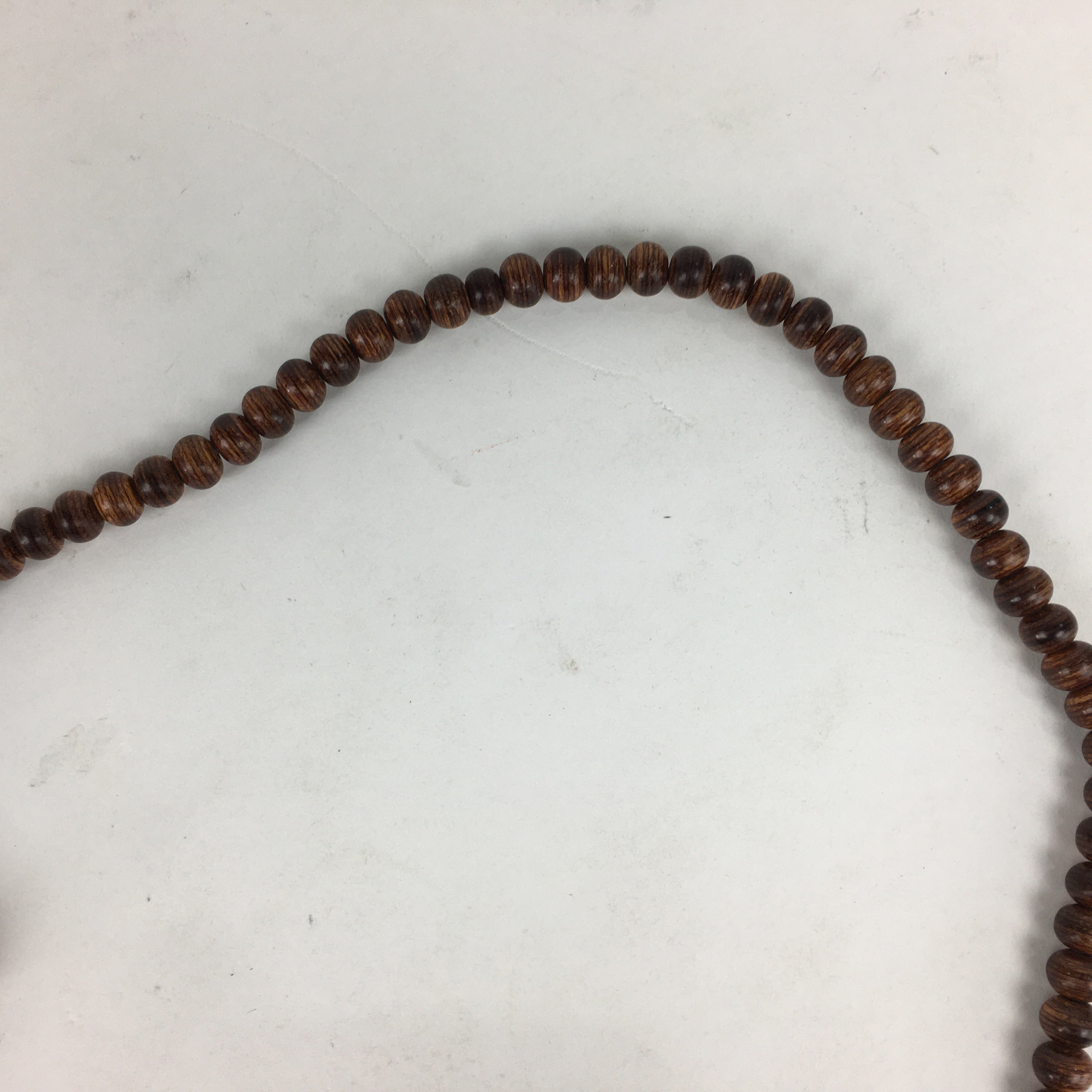 Japanese Buddhist Prayer Beads Vtg Brown Wood Beads Juzu Rosary Bracelet JZ82